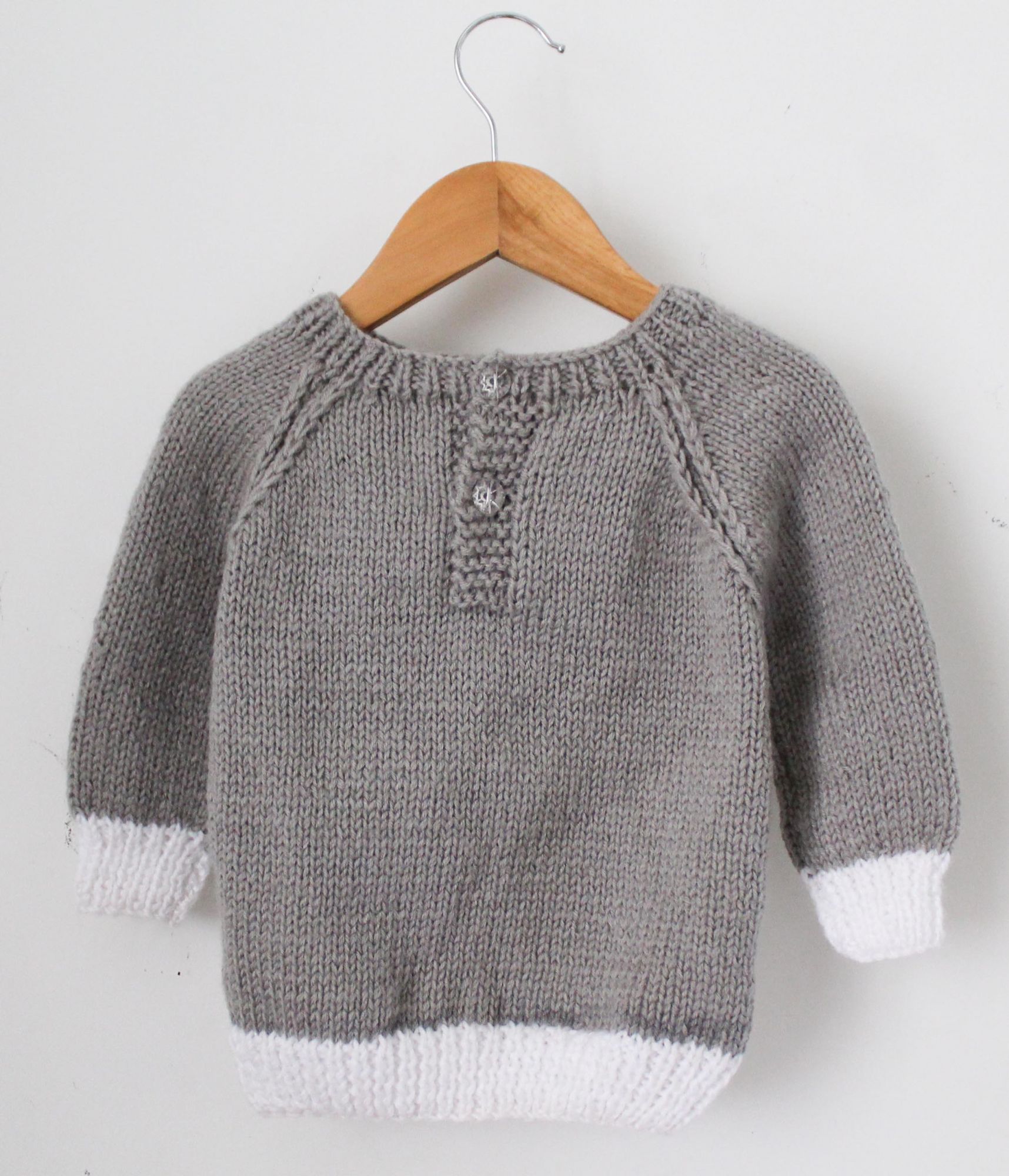 Woonie Full Sleeves Handmad Dual Shaded Sweater - White & Grey