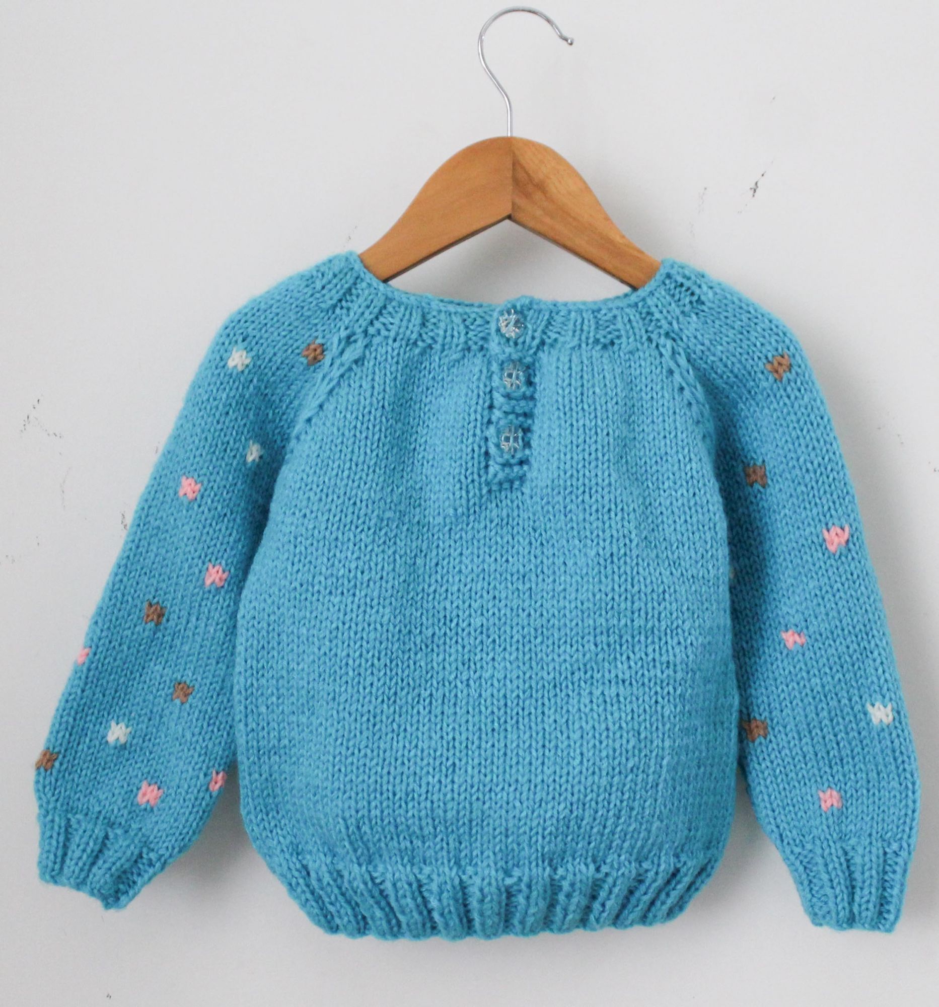 Woonie Full Sleeves Handmade Sweater With Deer Pattern - White & Grey