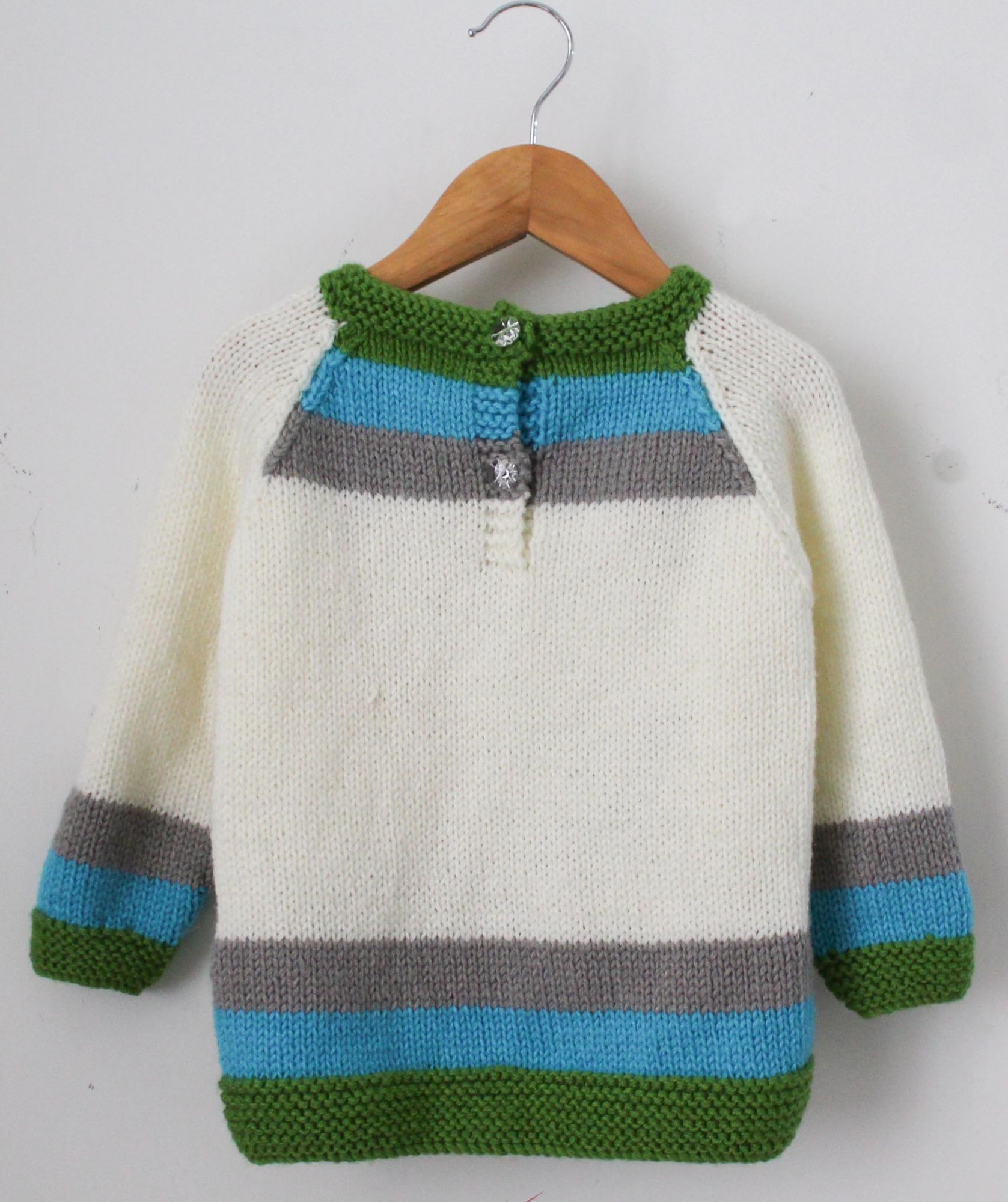 Woonie Full Sleeves Handmade Snail Design Sweater - White