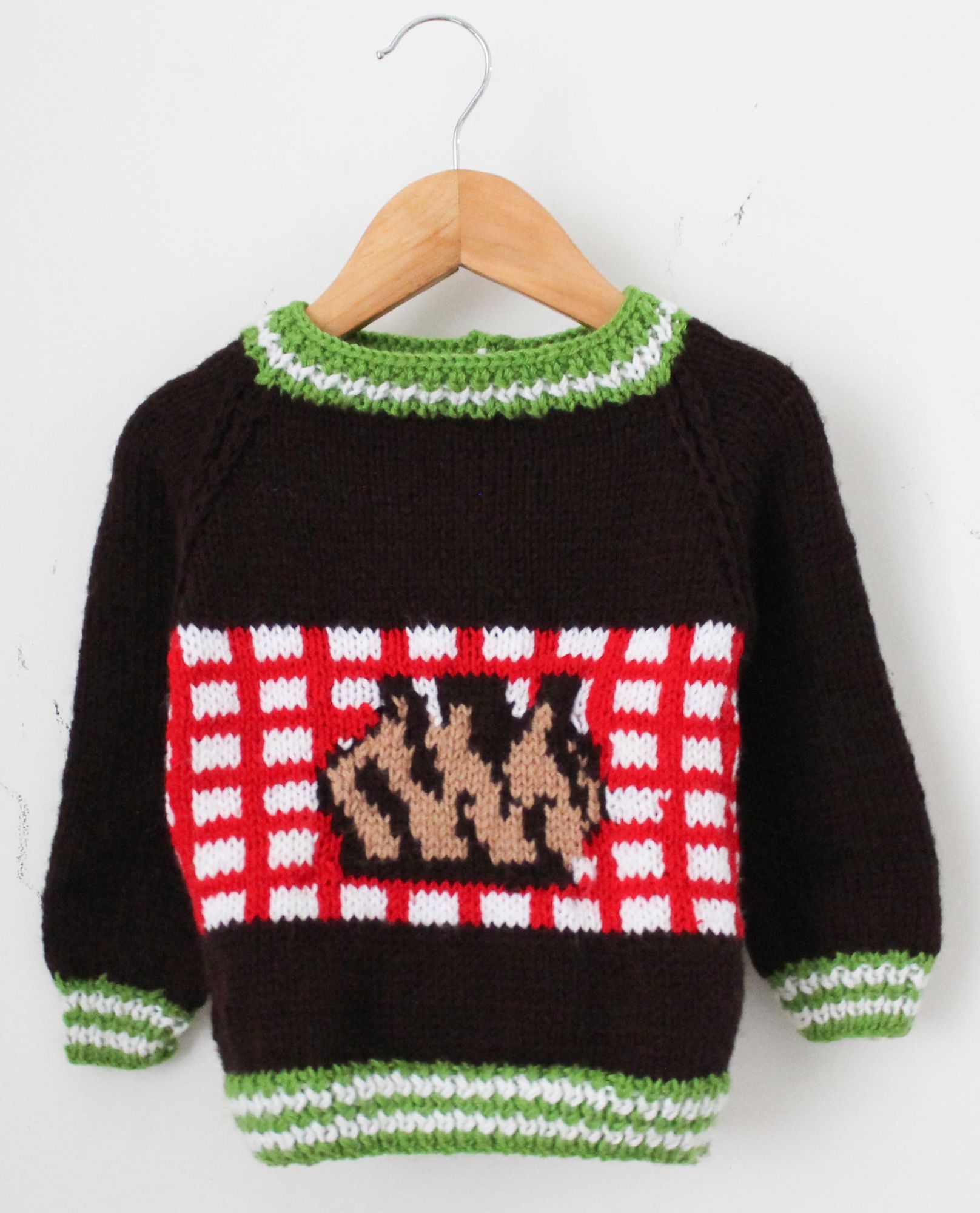Woonie Full Sleeves Handmade Sweater - Dark Brown