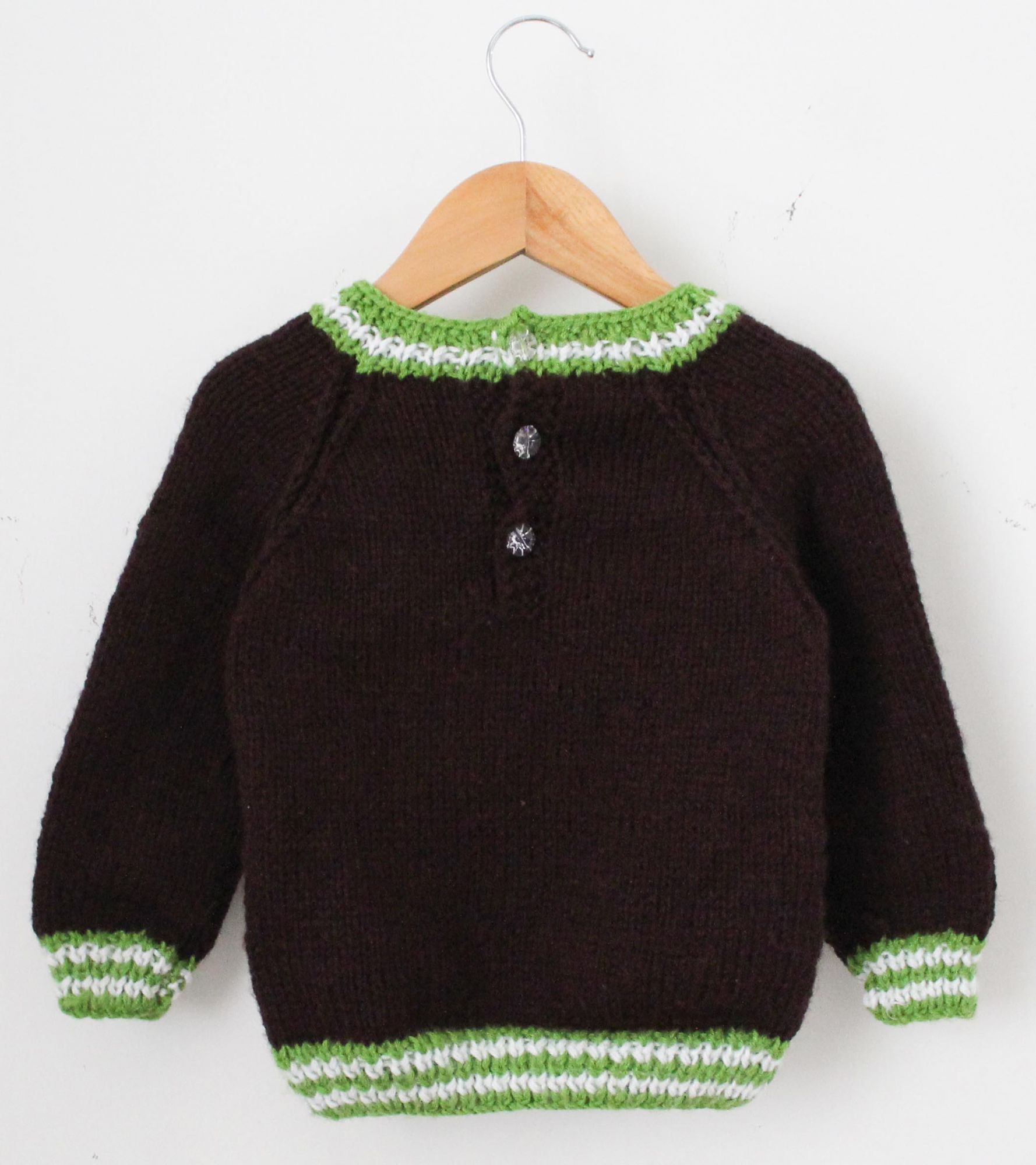 Woonie Full Sleeves Handmade Sweater - Dark Brown