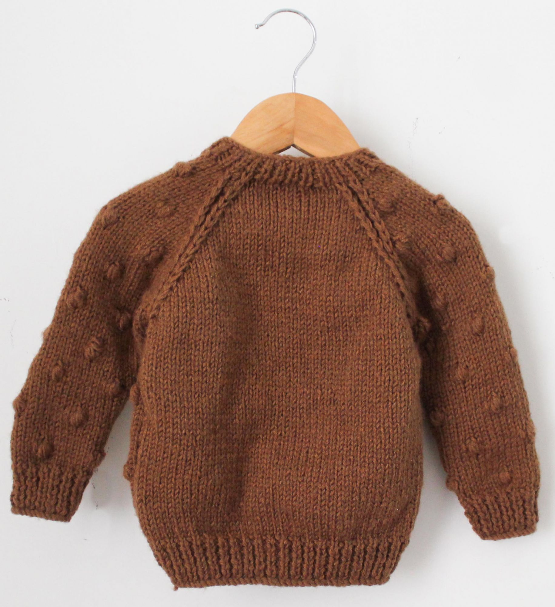 Woonie Full Sleeves Handmade Bubbles Design Sweater - Brown