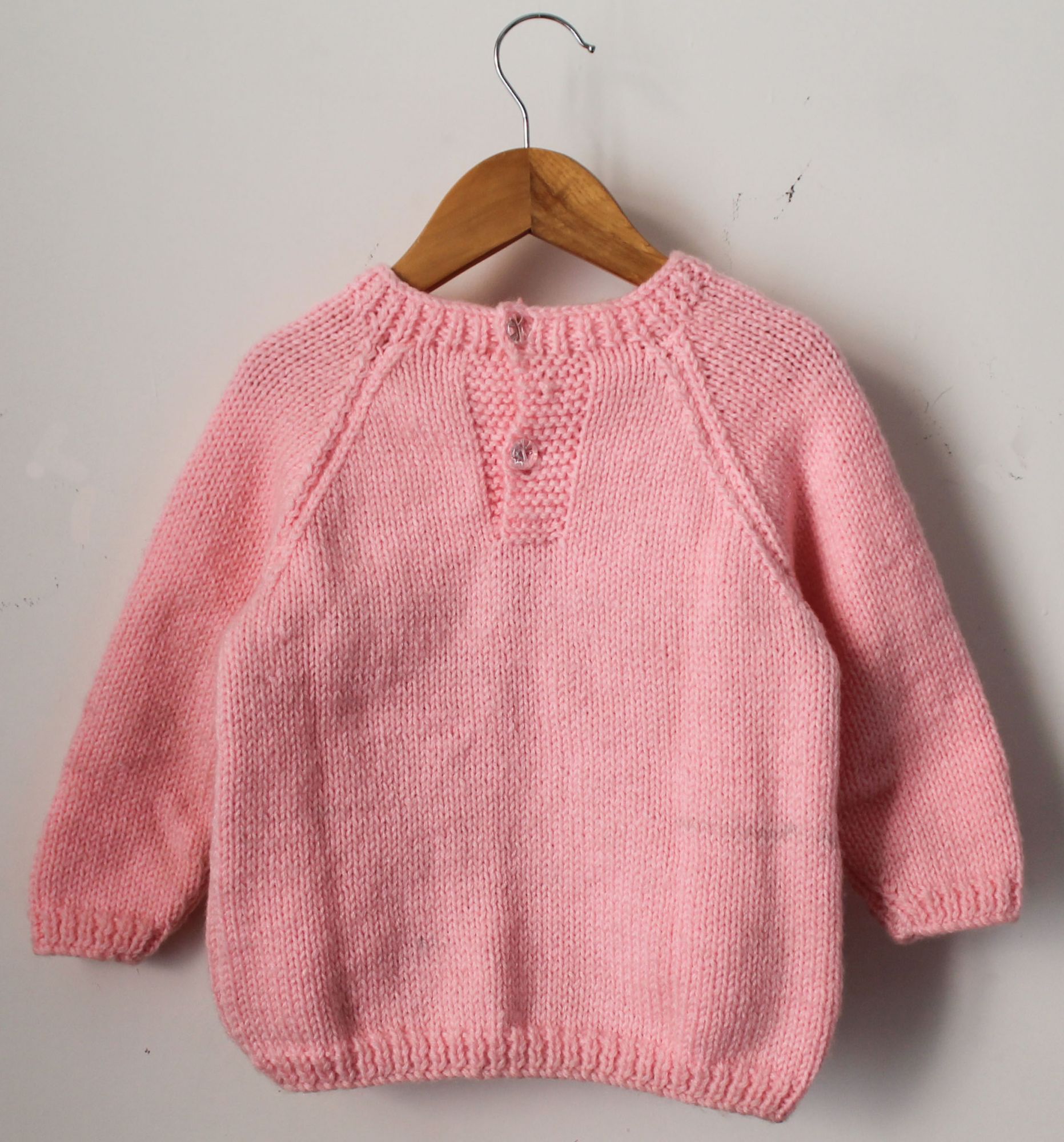 Woonie Full Sleeves Handmade Bunny Face Sweater - Pink