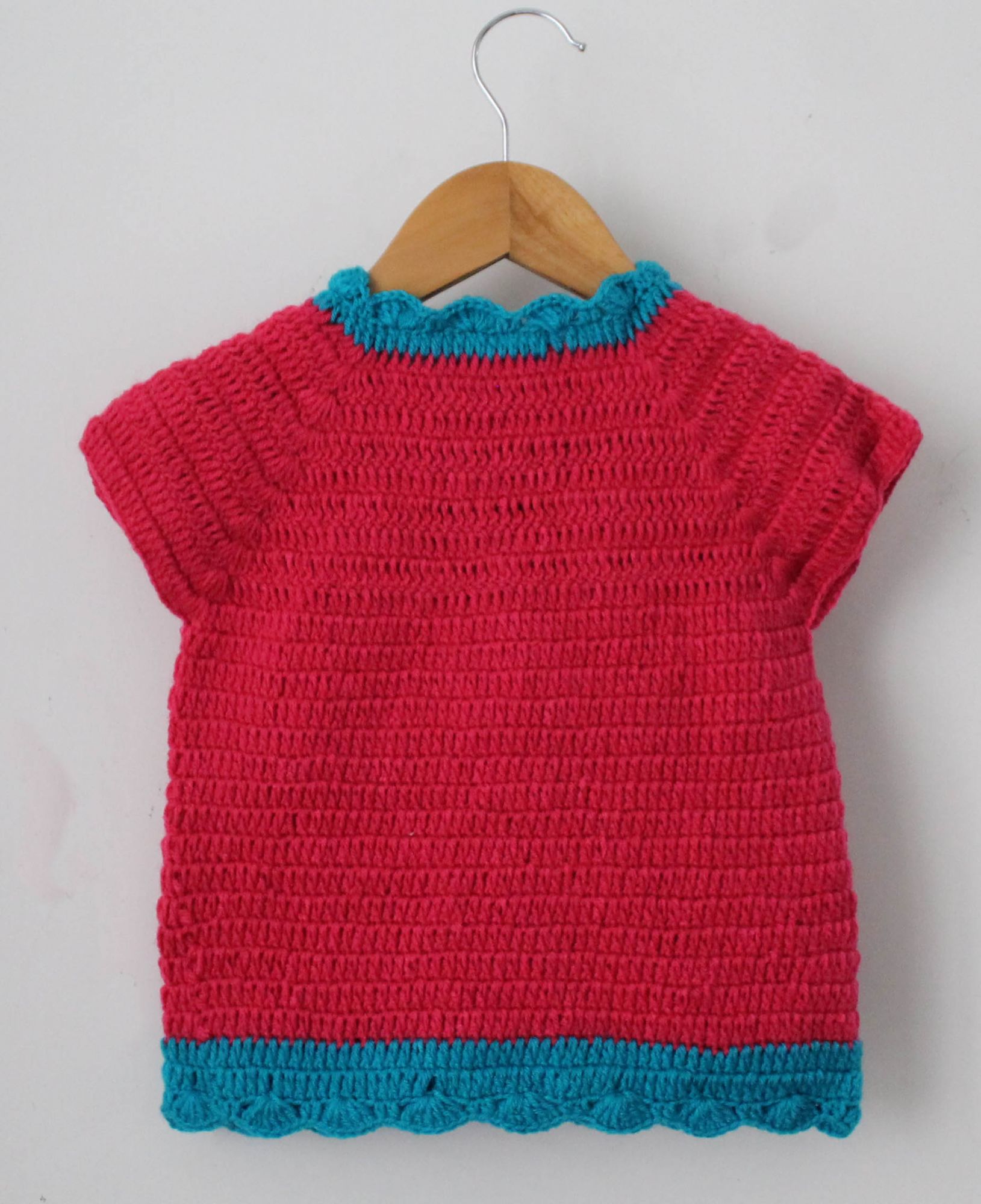 Woonie Half Sleeves Handmade Bowy Sweater - Pink