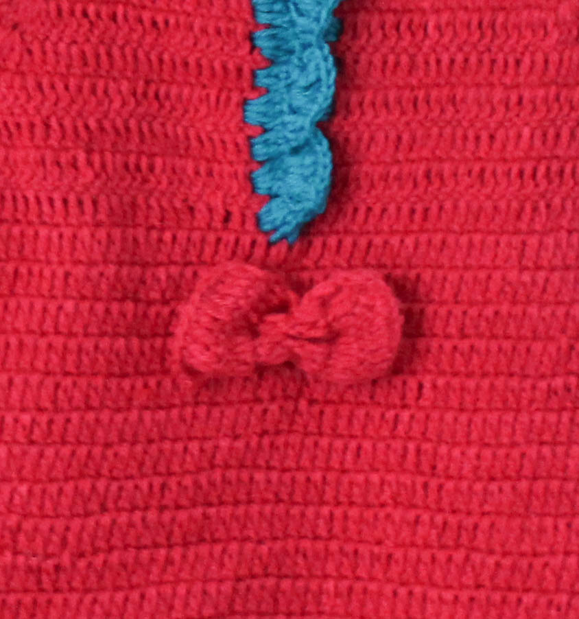 Woonie Half Sleeves Handmade Bowy Sweater - Pink