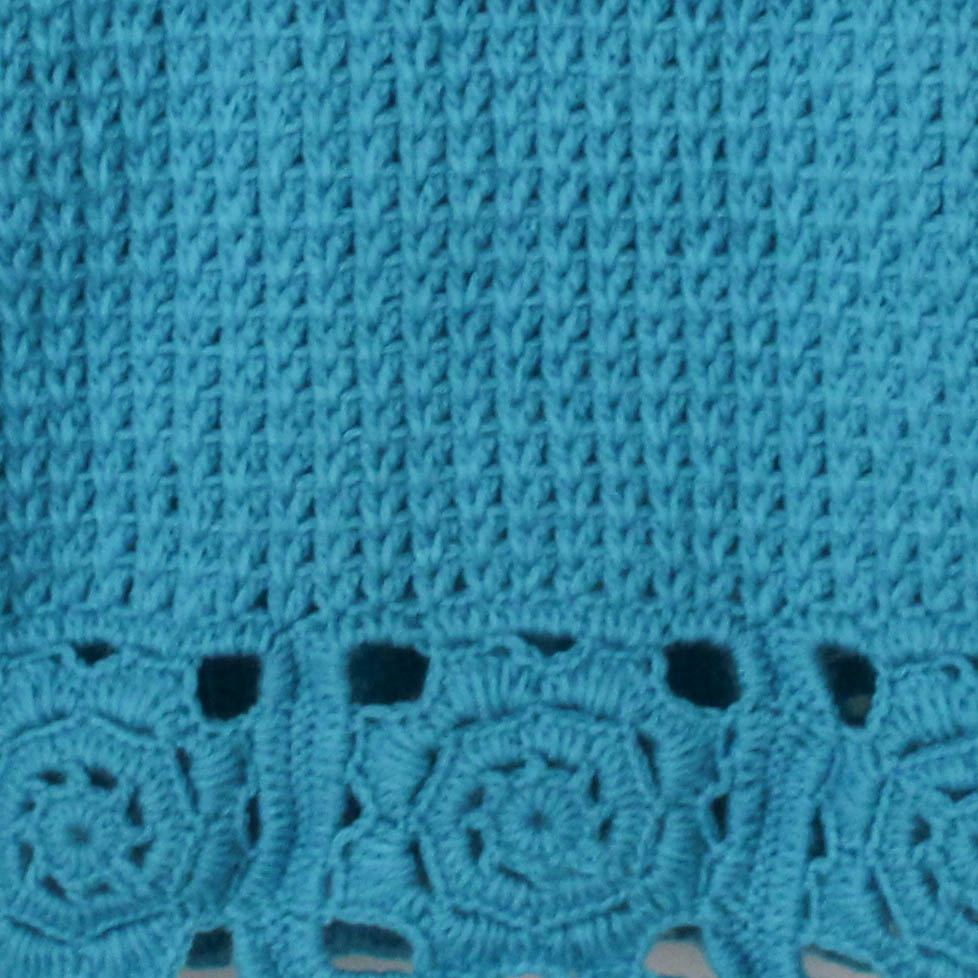 Woonie Full Sleeves Handmade Lace Design Sweater - Blue