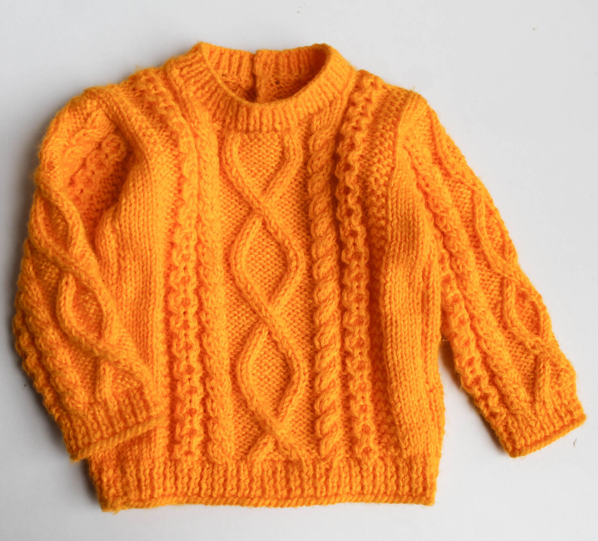 Woonie Full Sleeves Handmade Sweater - Orange