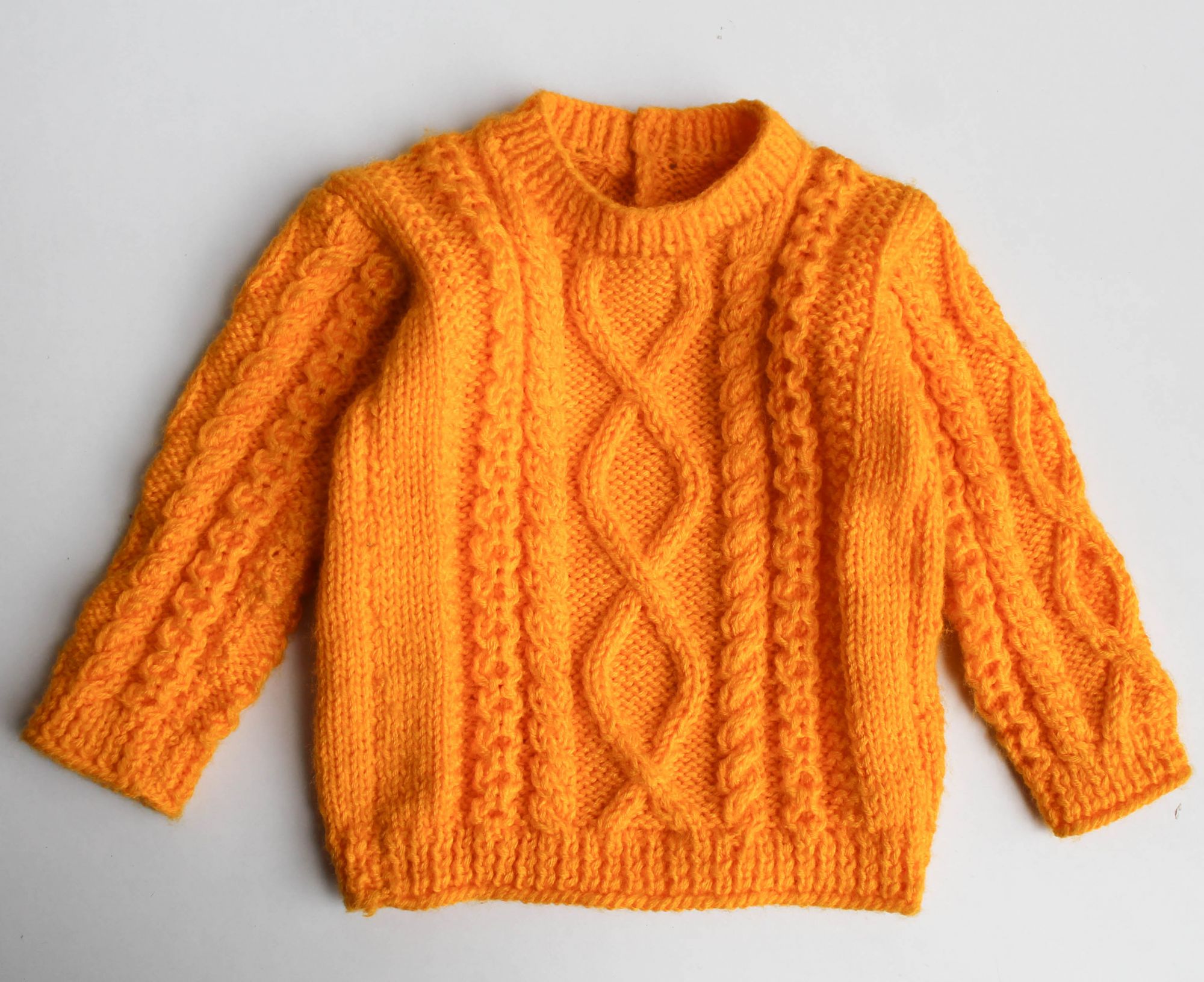 Woonie Full Sleeves Handmade Sweater - Orange