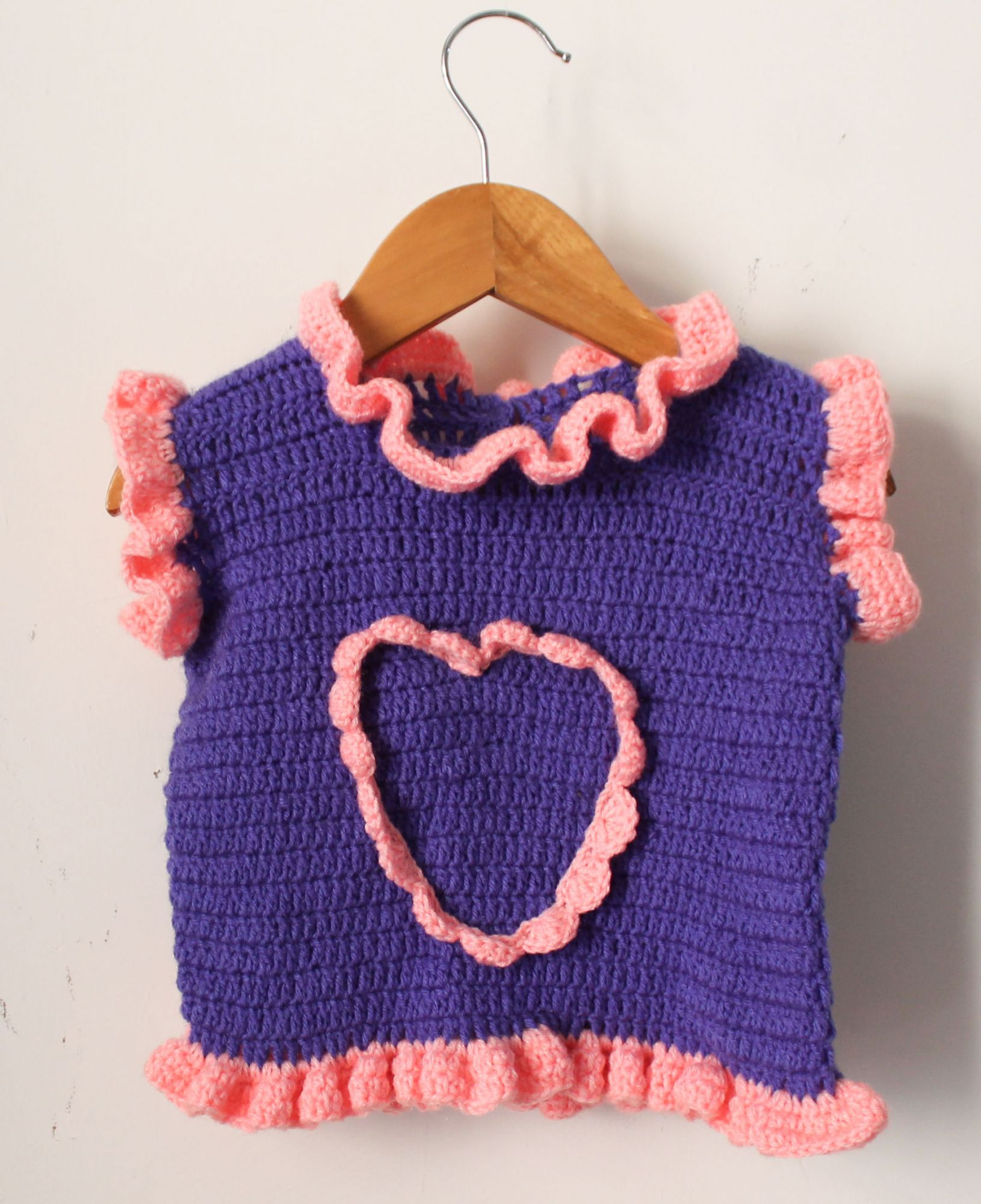 Woonie Half Sleeves Handmade Frill Design Sweater - Lavender
