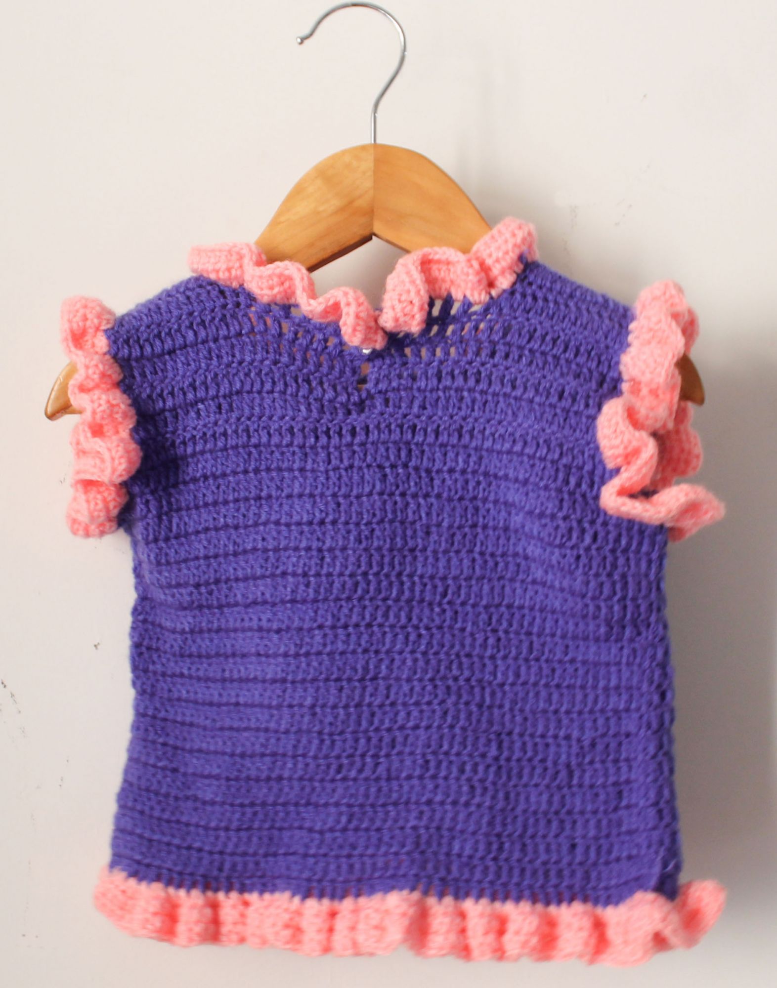 Woonie Half Sleeves Handmade Frill Design Sweater - Lavender