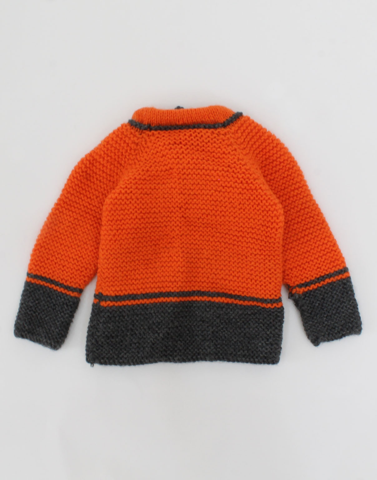 Woonie Handmade Full Sleeves Pocket Detailed Draw String Sweater - Orange