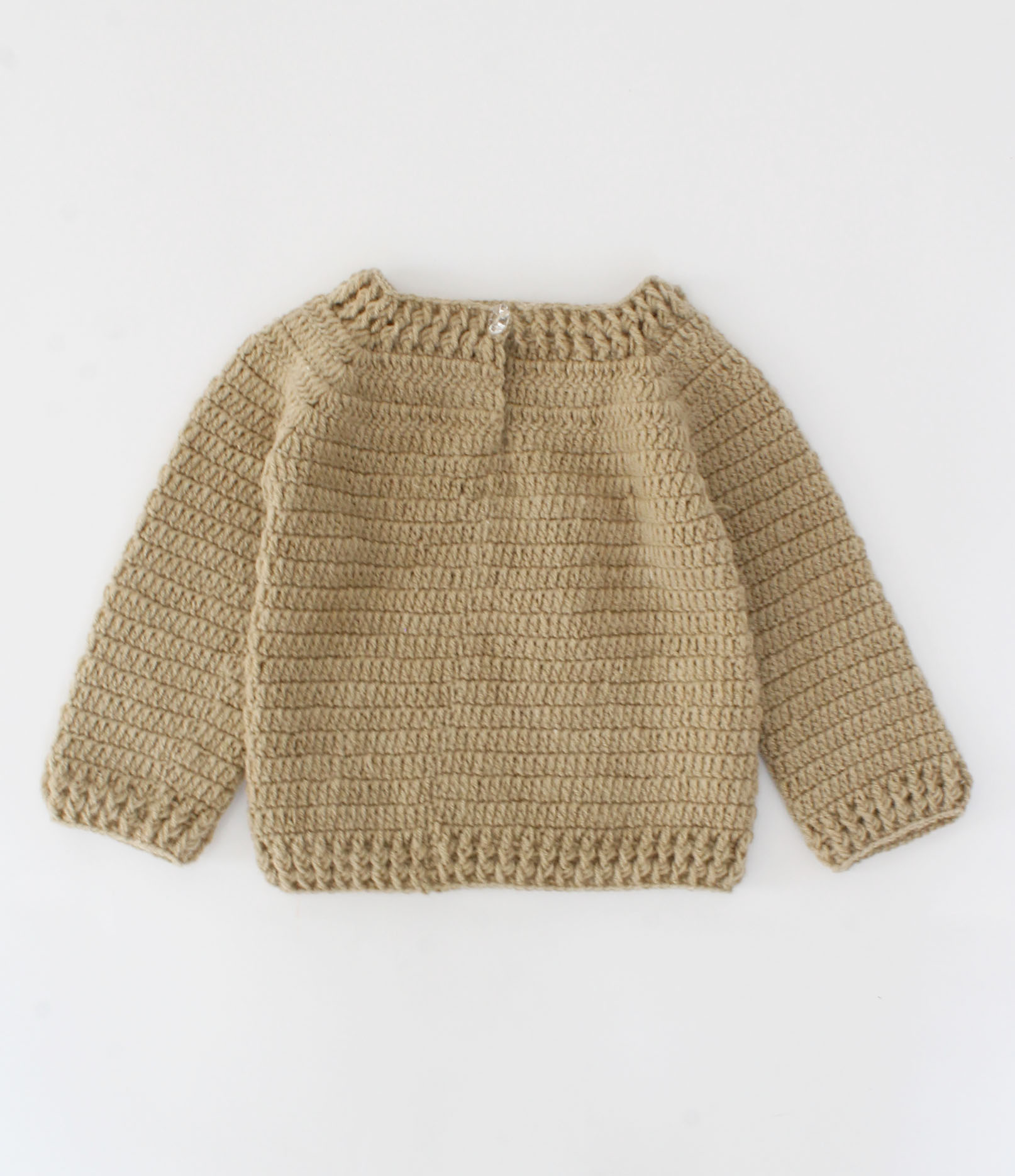 Handmade Full Sleeves Floral Design Crochet Sweater-Beige