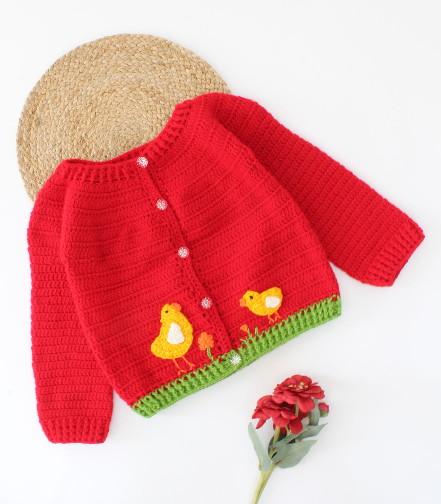 Red Duck Crochet Sweater