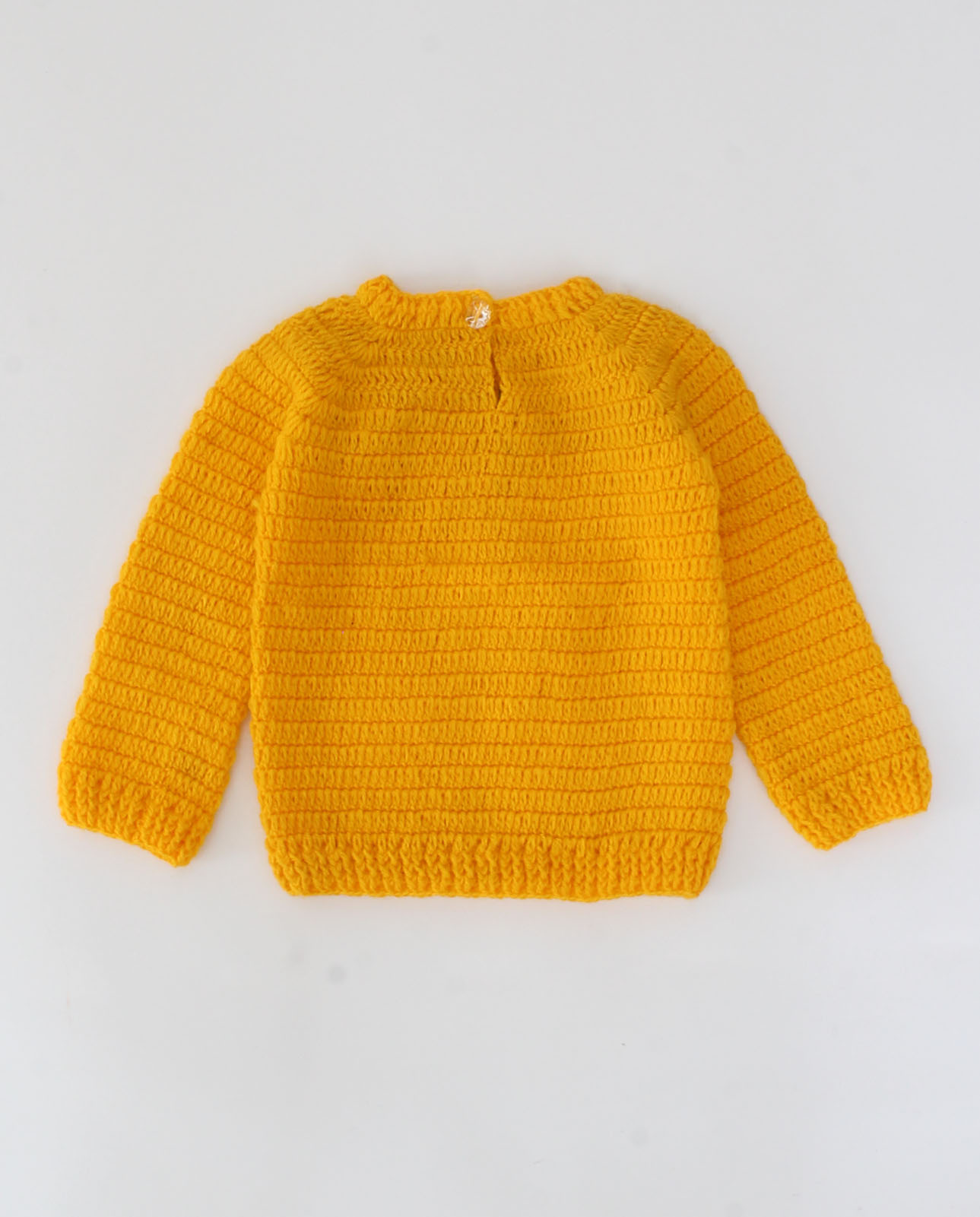 Handmade Crochet Full Sleeves Floral Design Sweater-Yellow