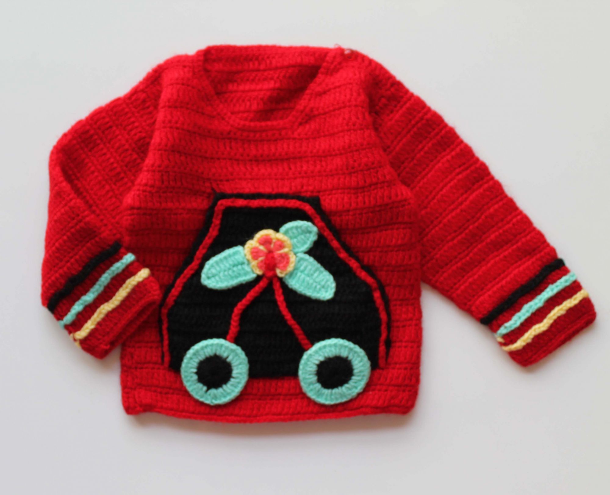 Woonie Handmade Red Cute Sweater for Kids