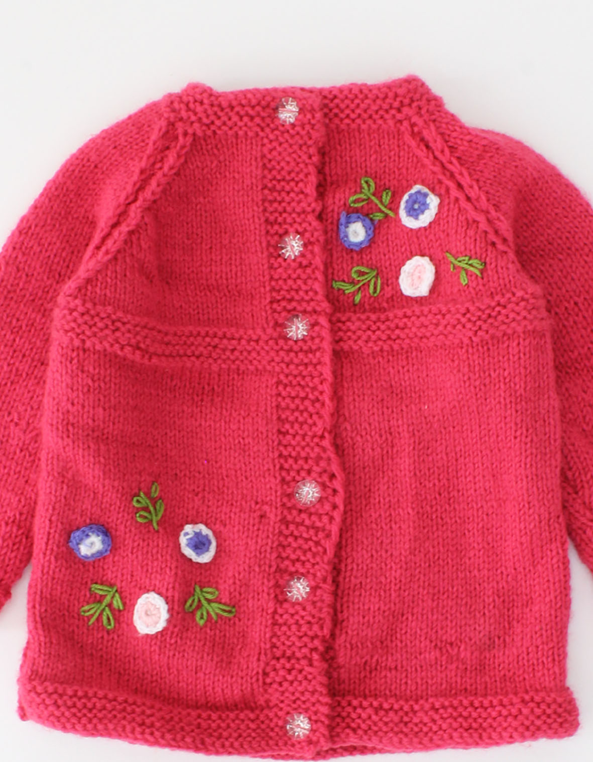 Handmade Full Sleeves Knitted Embroidered Sweater-Pink