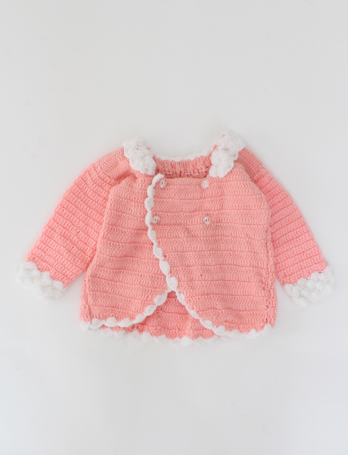Handmade Crochet Full Sleeves Stylish Sweater-Pink