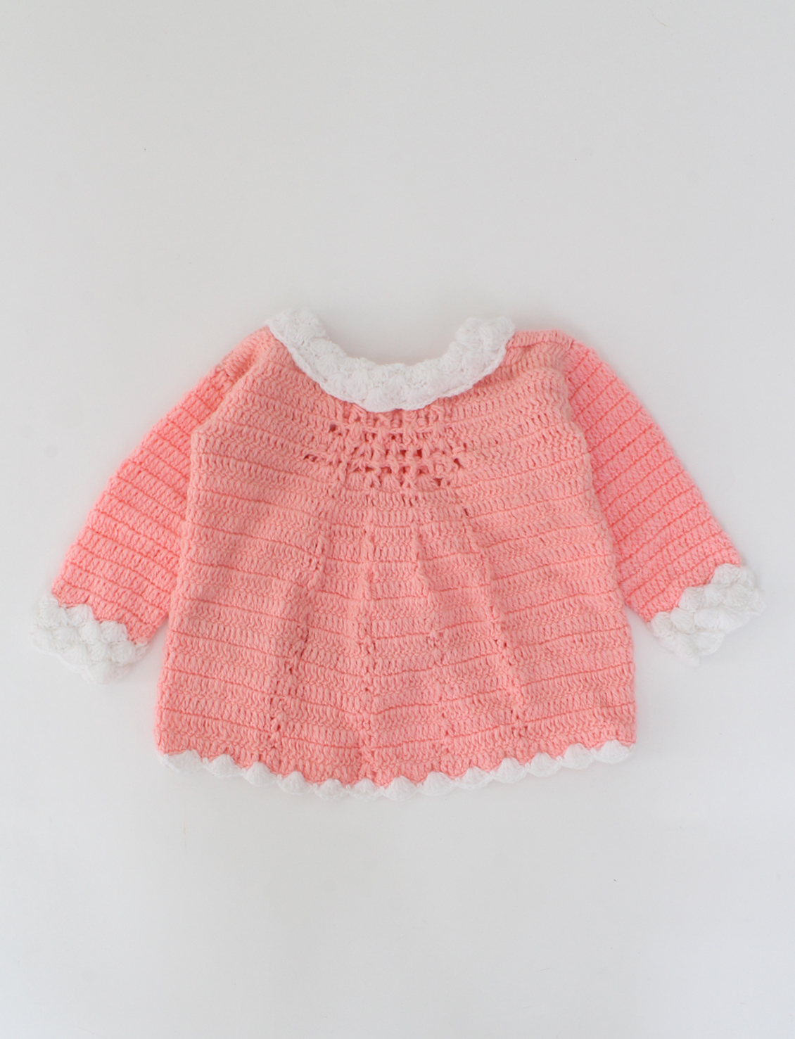 Handmade Crochet Full Sleeves Stylish Sweater-Pink