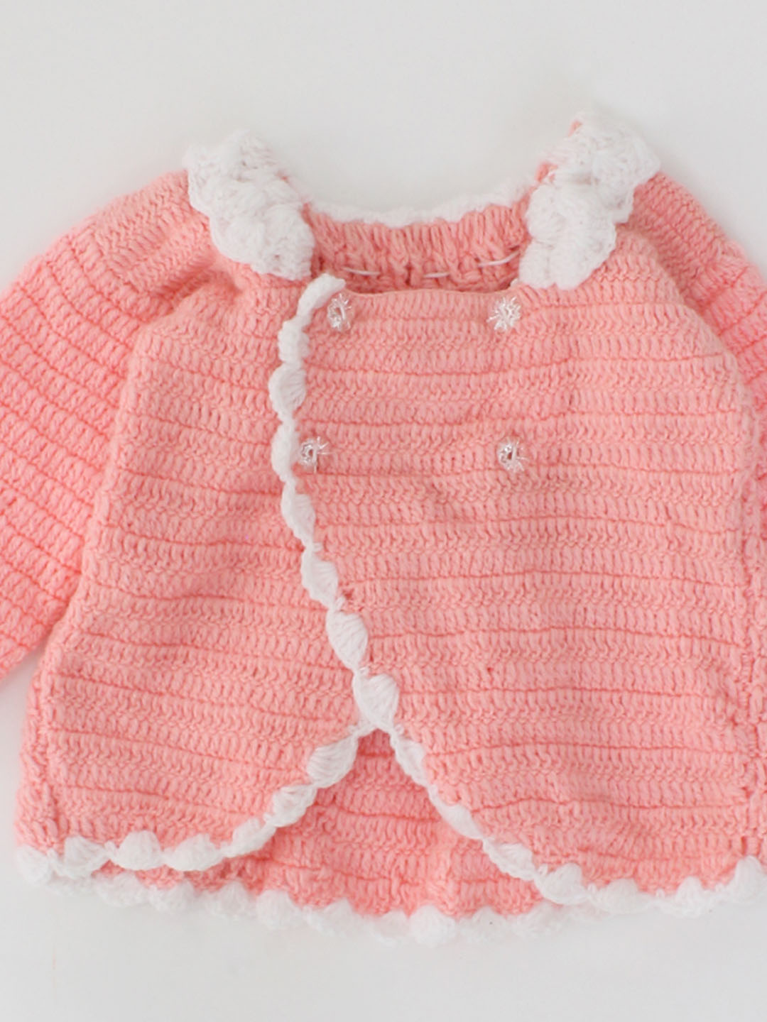 Handmade Crochet Full Sleeves Stylish Sweater-Pink