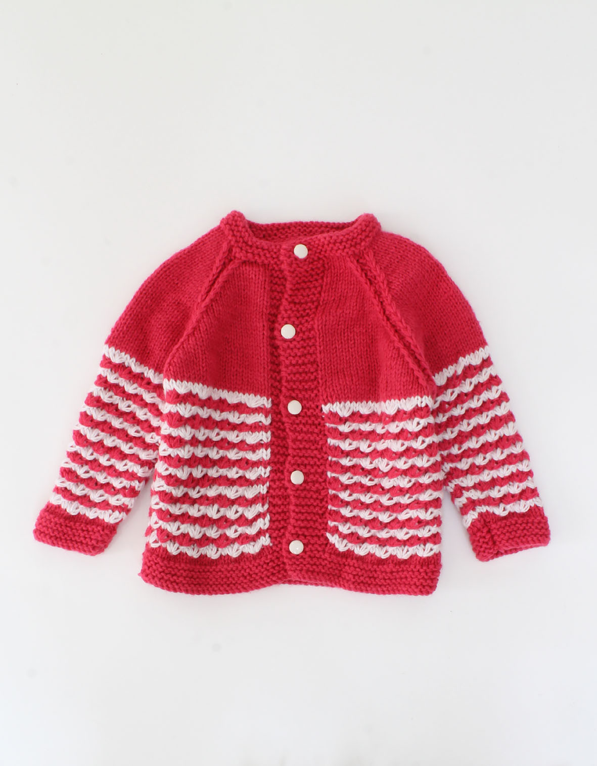 Handmade Knitted Full Sleeves Self Design Sweater-Red