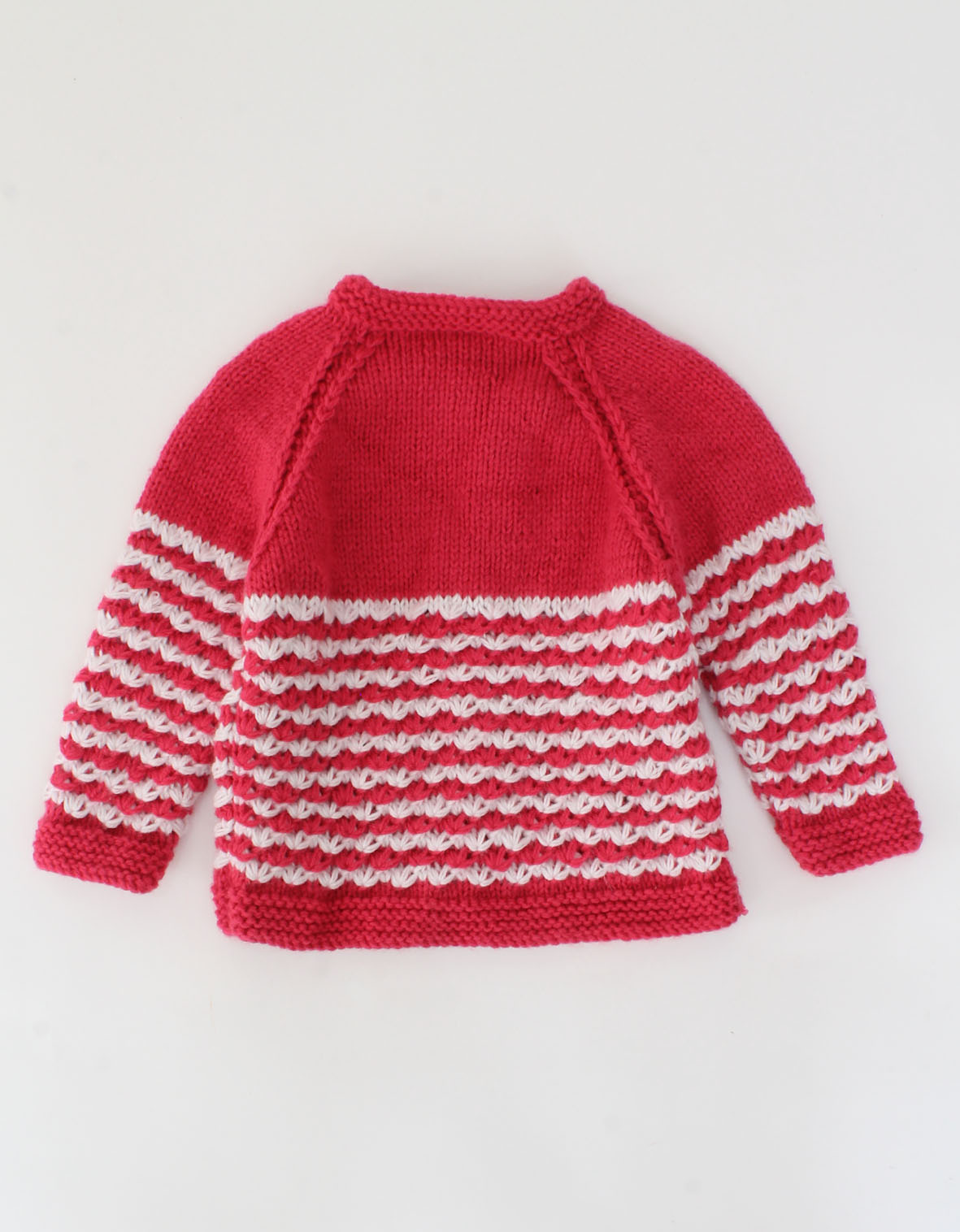 Handmade Knitted Full Sleeves Self Design Sweater-Red
