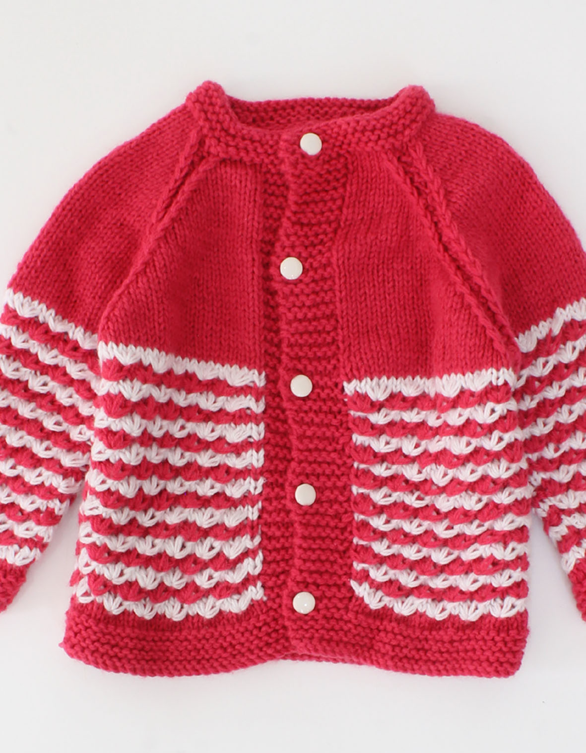 Handmade Knitted Full Sleeves Self Design Sweater-Red