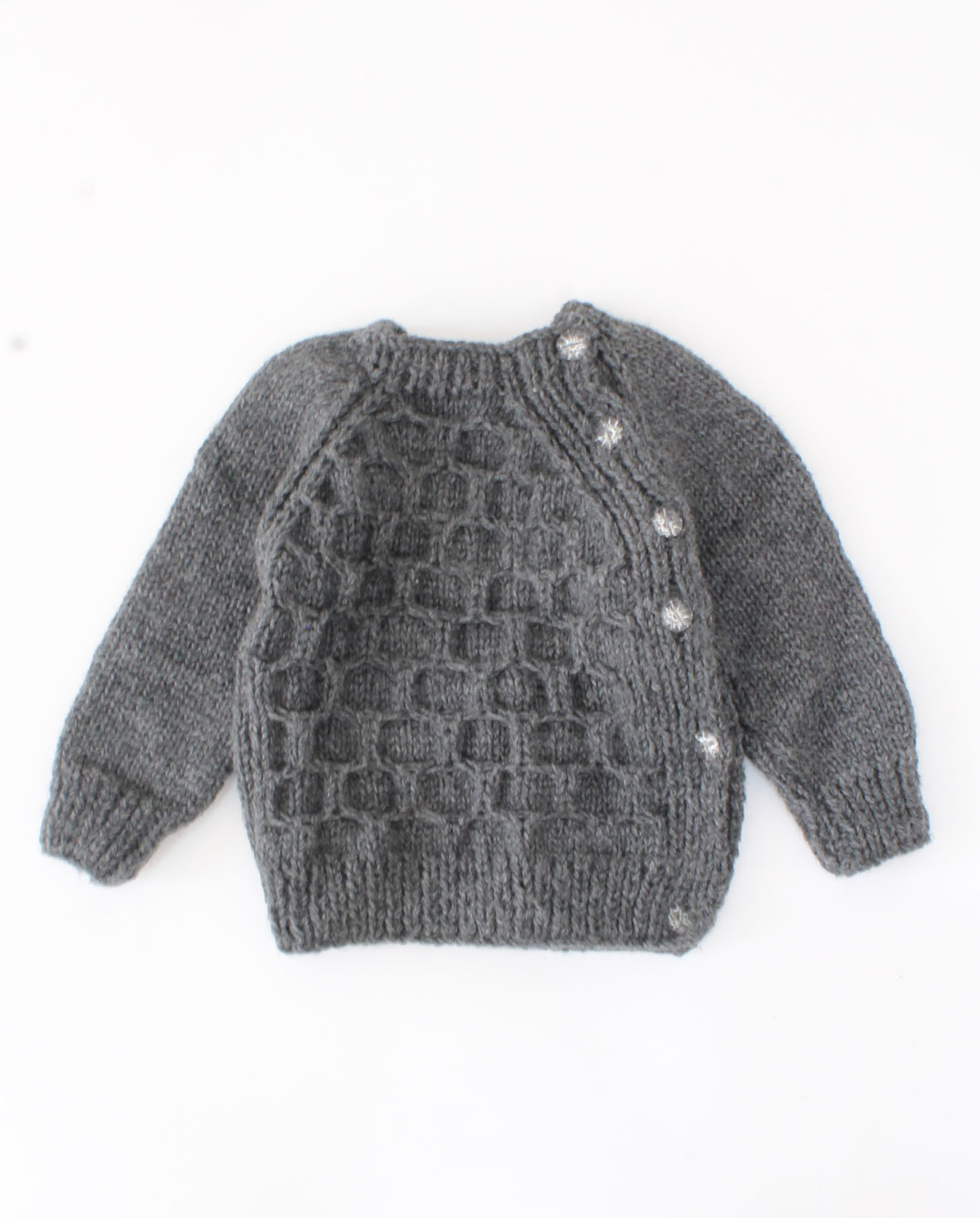 Handmade Knitted Full Sleeves Block Design Sweater-Grey