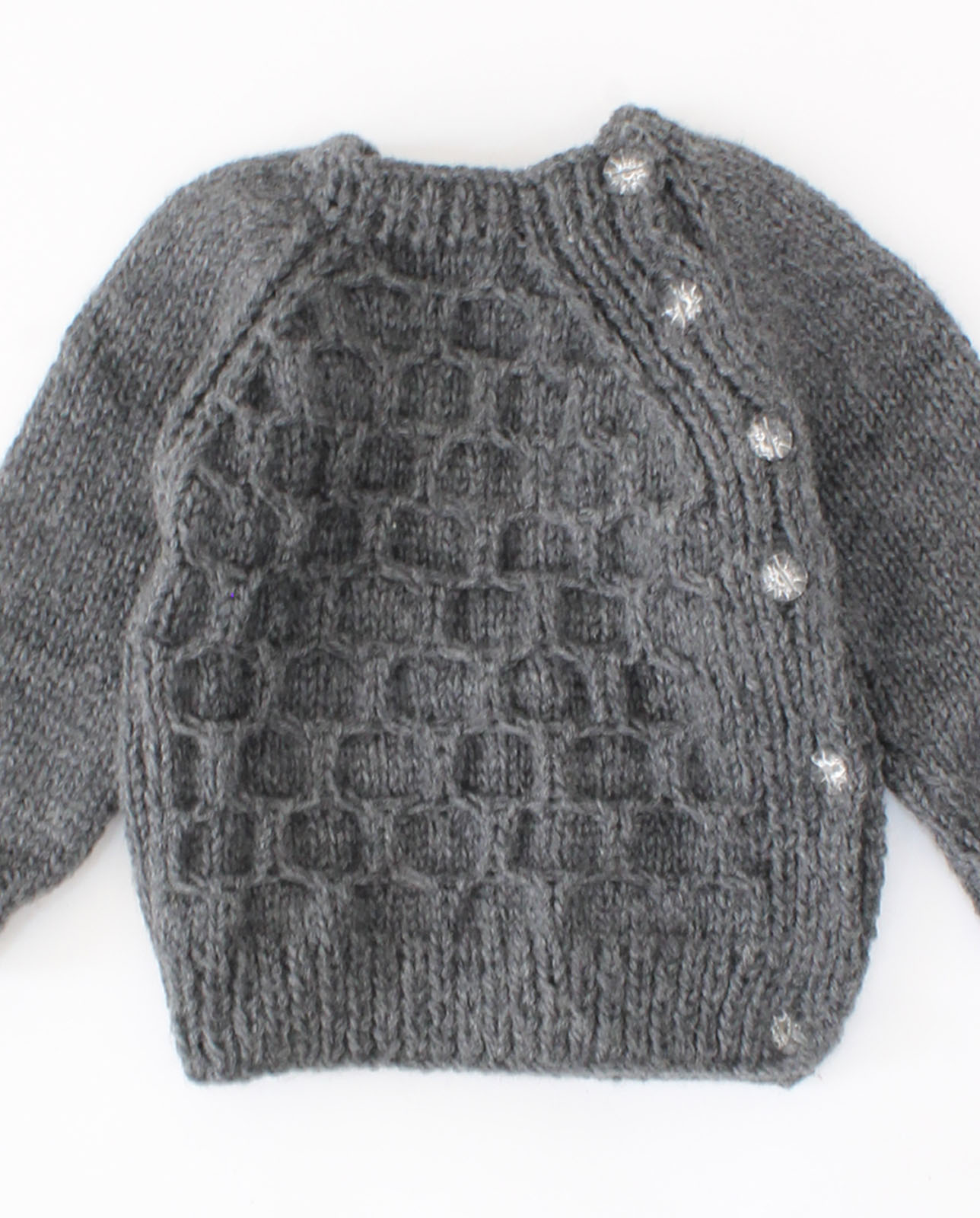 Handmade Knitted Full Sleeves Block Design Sweater-Grey