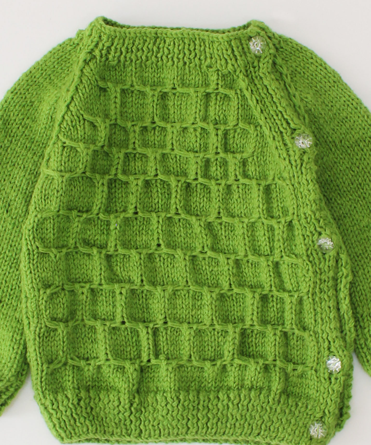 Handmade Knitted Full Sleeves Block Design Sweater-Green