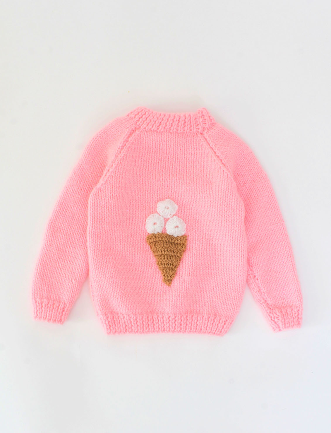 Woonie Knitted Baby Sweater with Ice cream Cone Applique