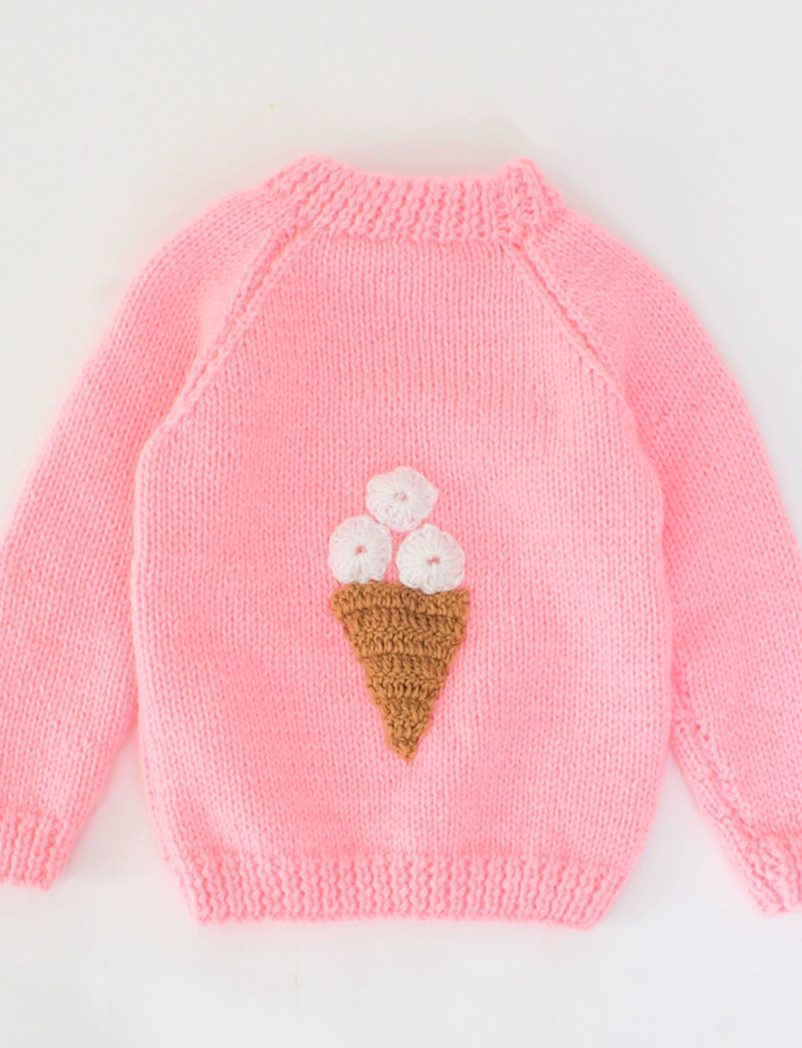 Woonie Knitted Baby Sweater with Ice cream Cone Applique