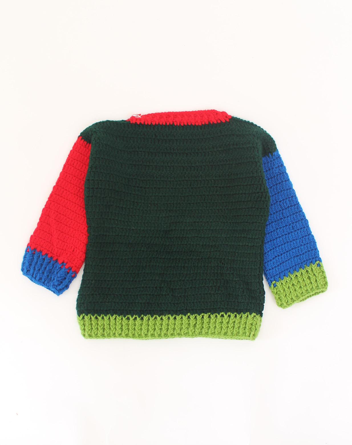 Handmade Crochet Full Sleeves Pocket Design Sweater-Multi