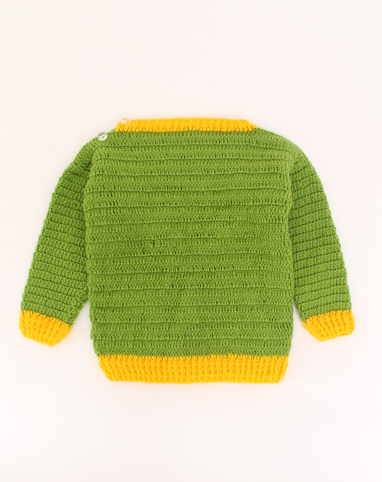 Handmade Crochet Full Sleeves Floral Design Sweater-Green