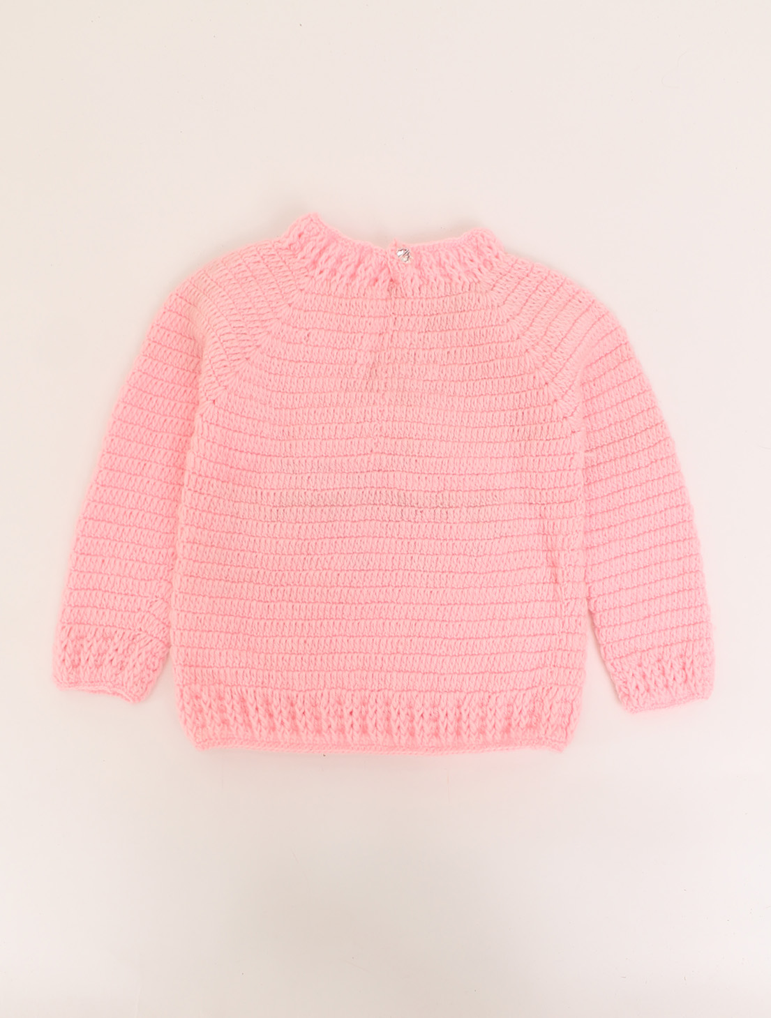 Handmade Full Sleeves Sweater Detailing Smily face With Headphone -Pink