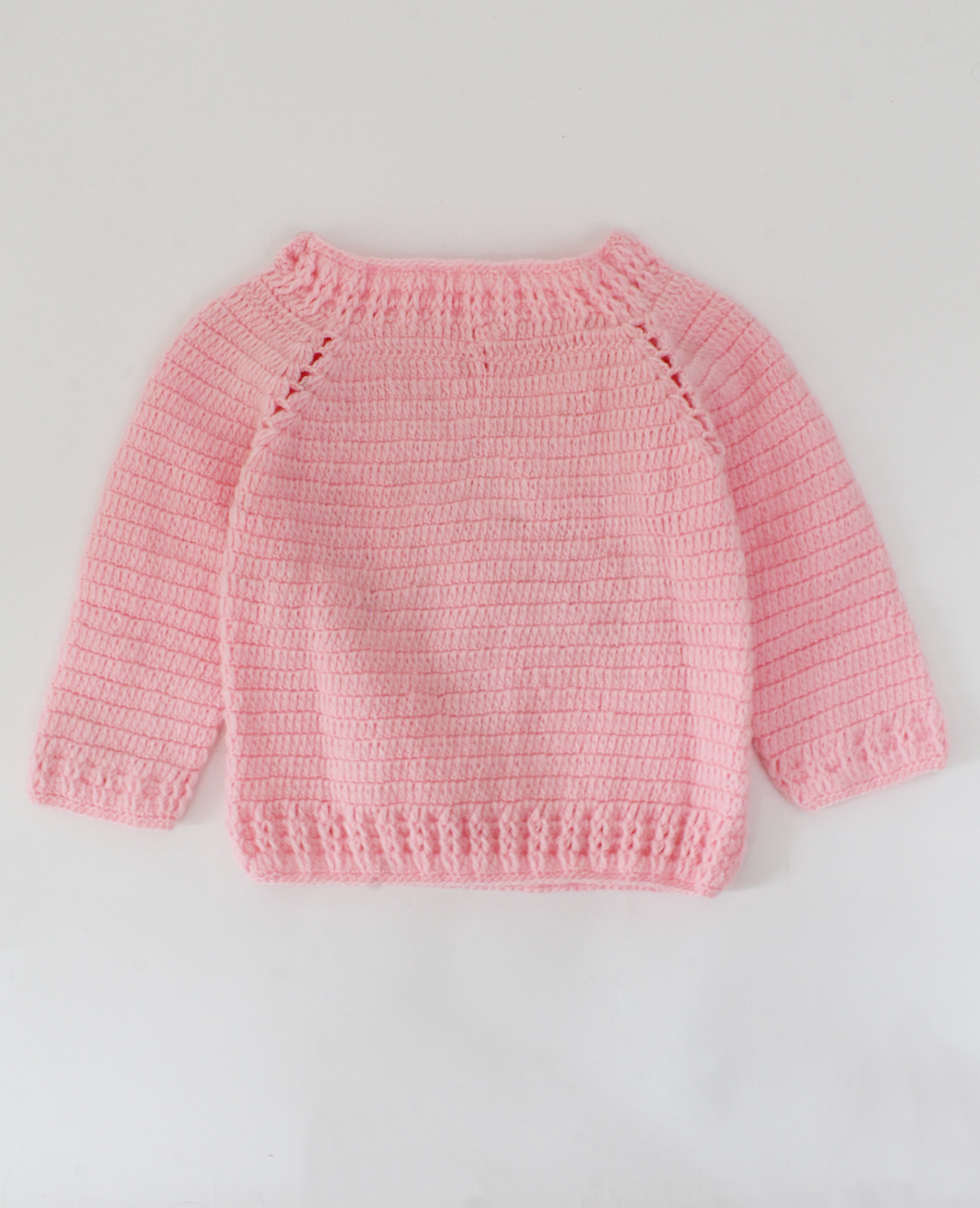 Handmade Full Sleeves Crochet Petals Design Sweater-Pink
