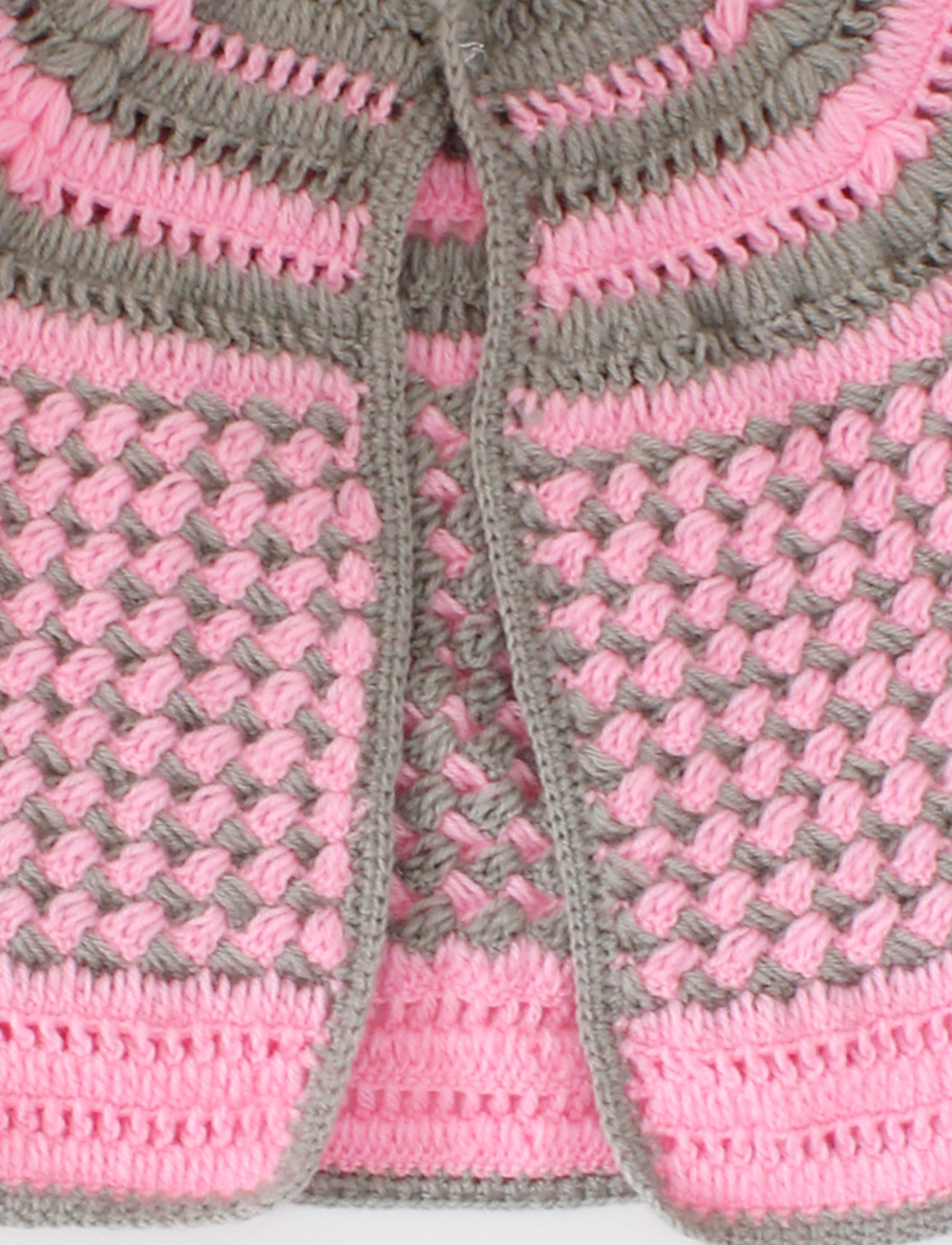 Woonie Handmade Crochet Full Sleeves Dual Colour Sweater-Pink