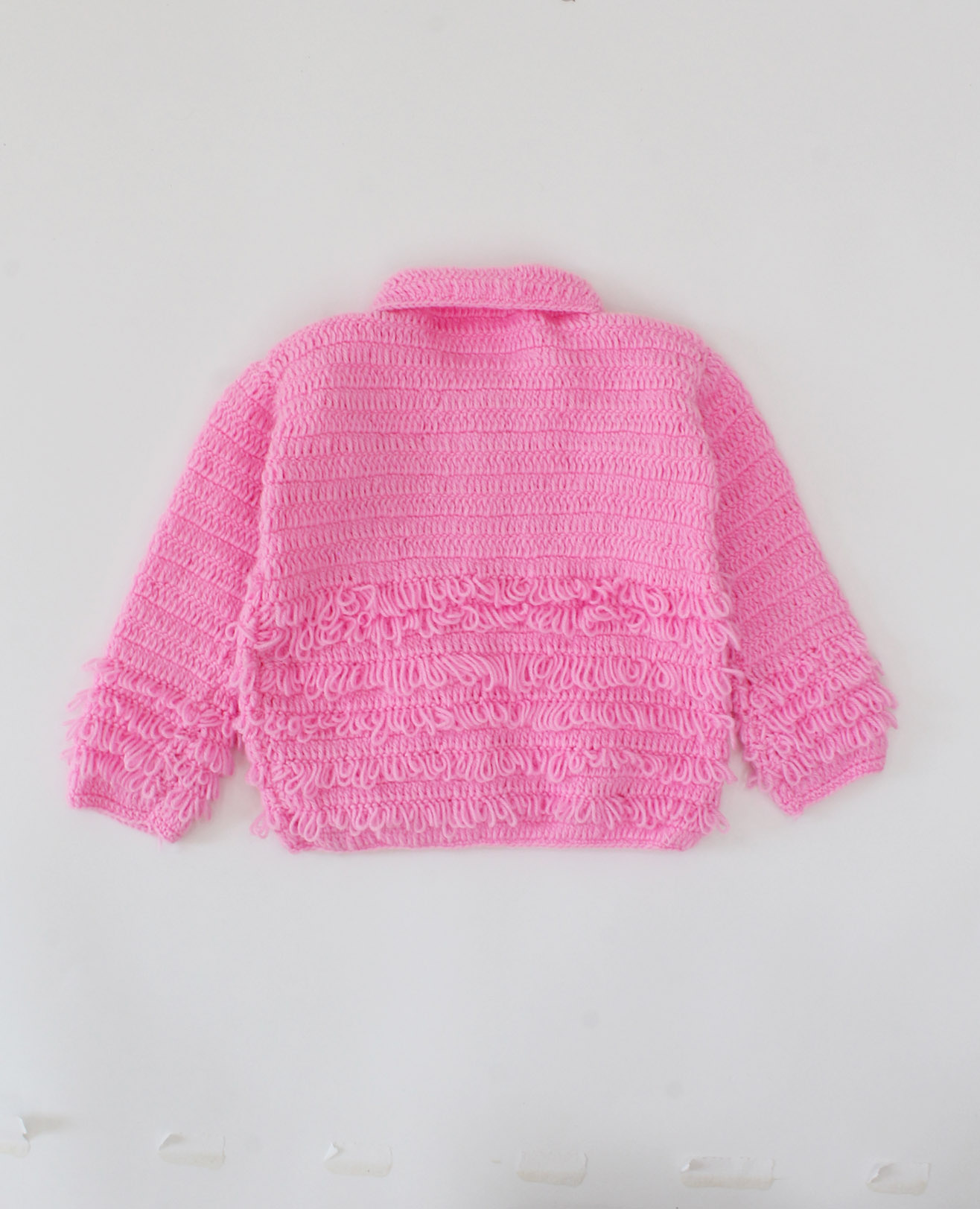 Woonie Handmade Full Sleeves Loop Pattern Sweater-Pink
