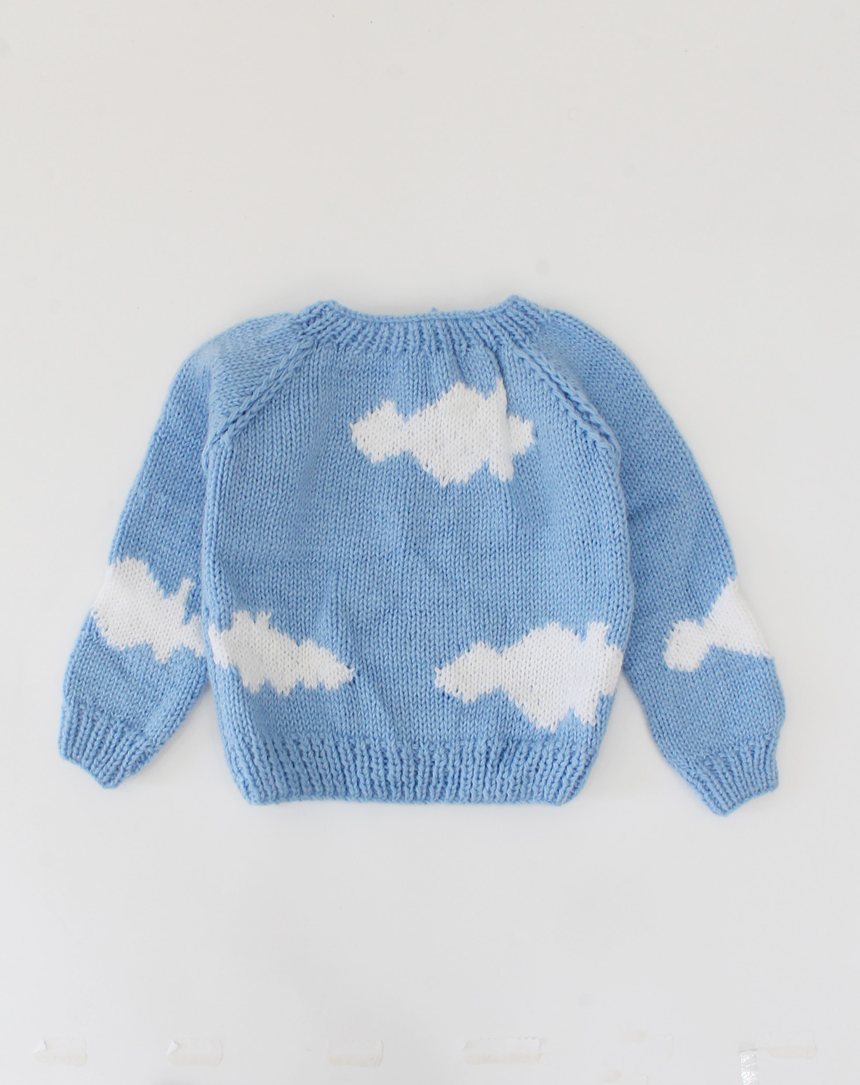 Woonie Handmade Full Sleeves Clouds Design Sweater-Blue