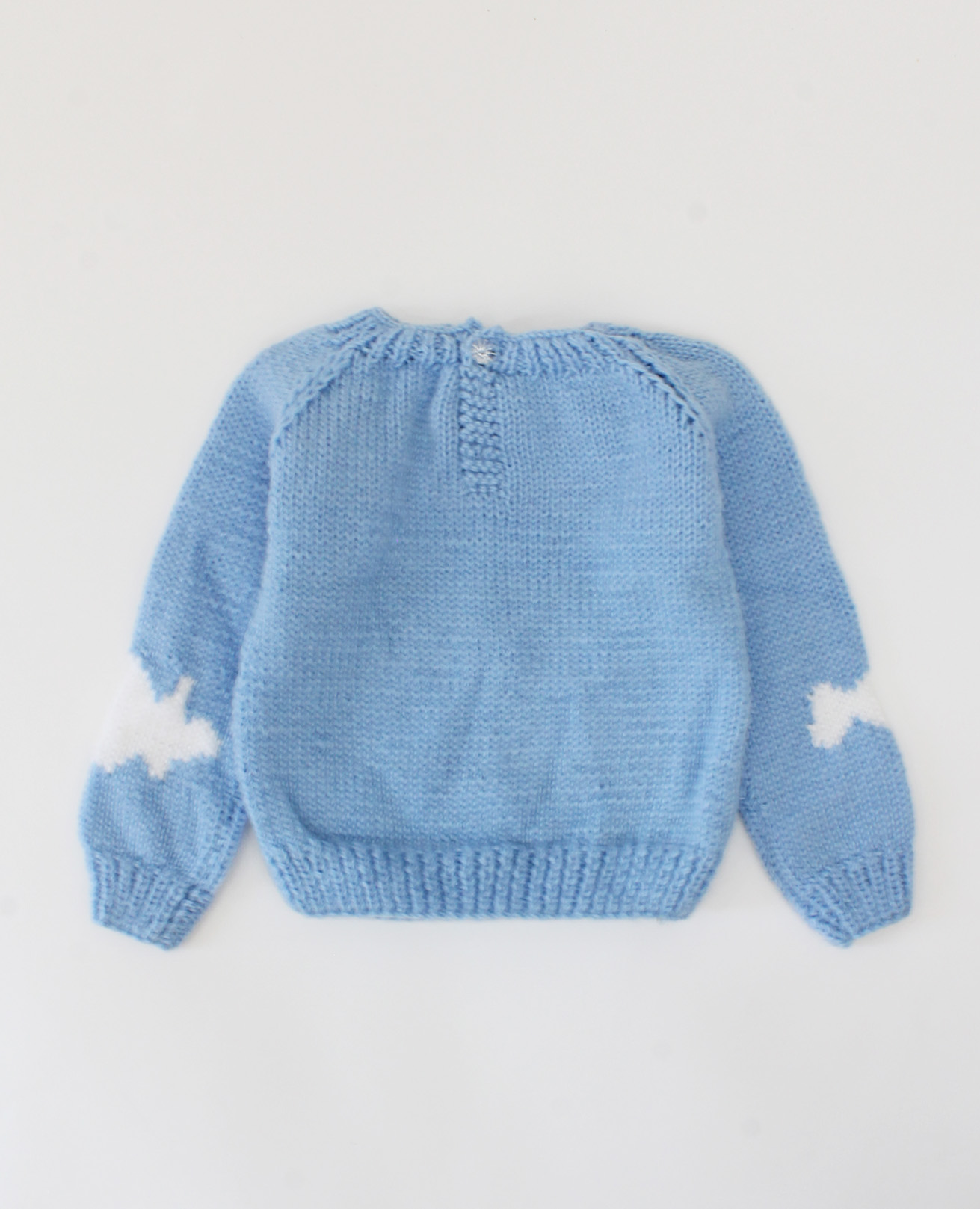 Woonie Handmade Full Sleeves Clouds Design Sweater-Blue
