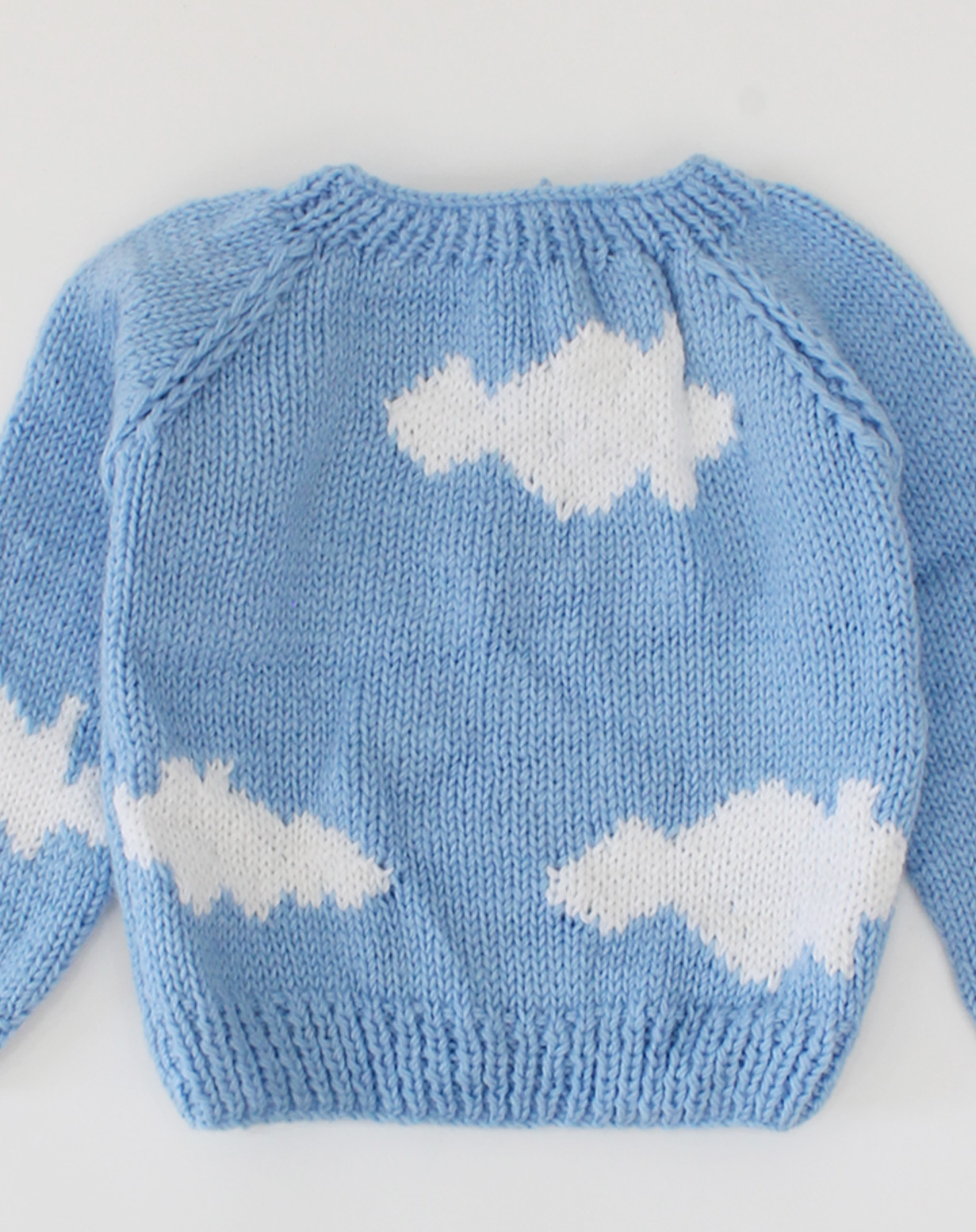 Woonie Handmade Full Sleeves Clouds Design Sweater-Blue
