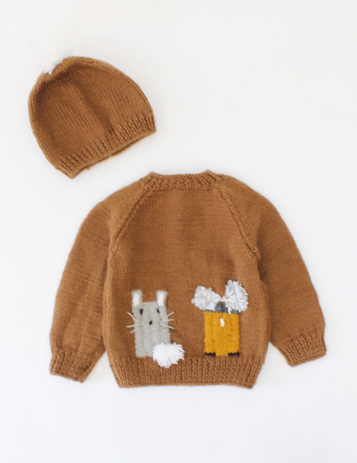 Woonie Handknitted Character Sweater with Cap- Brown
