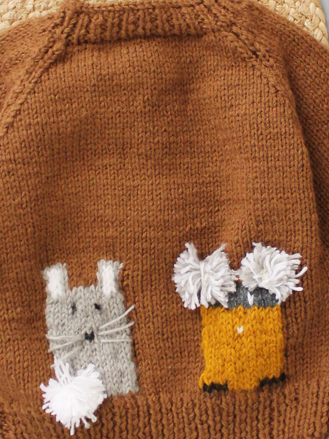 Woonie Handknitted Character Sweater with Cap- Brown