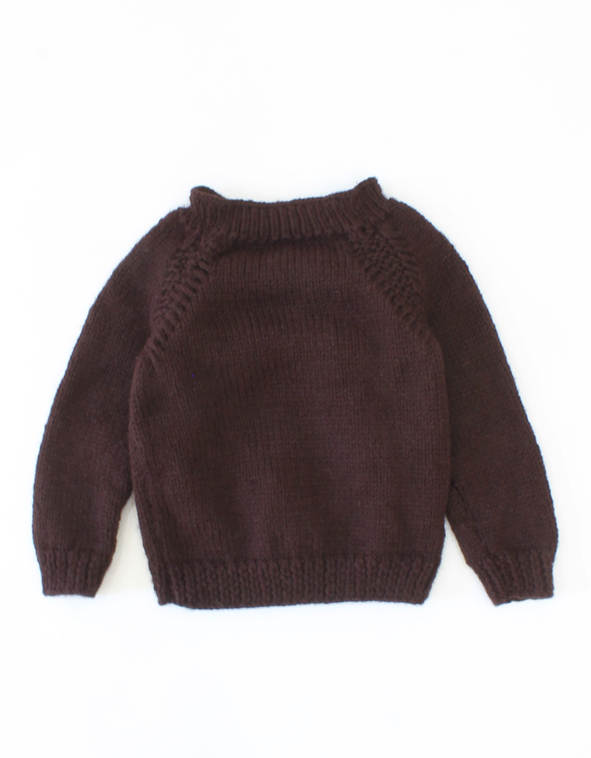 Woonie Handmade Dog Face Detailing Knitted Sweater With Reglan Sleeves-Dark Brown