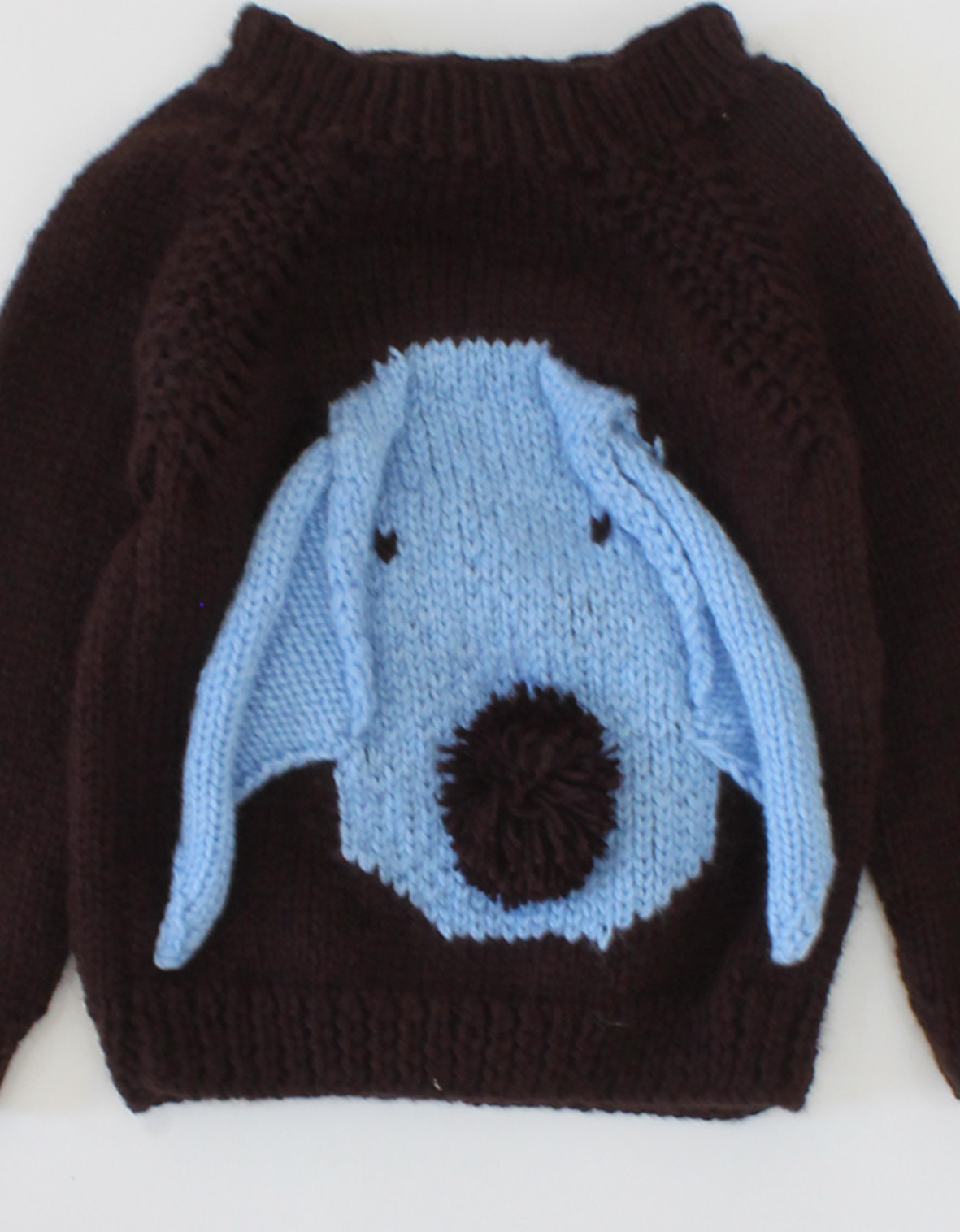 Woonie Handmade Dog Face Detailing Knitted Sweater With Reglan Sleeves-Dark Brown