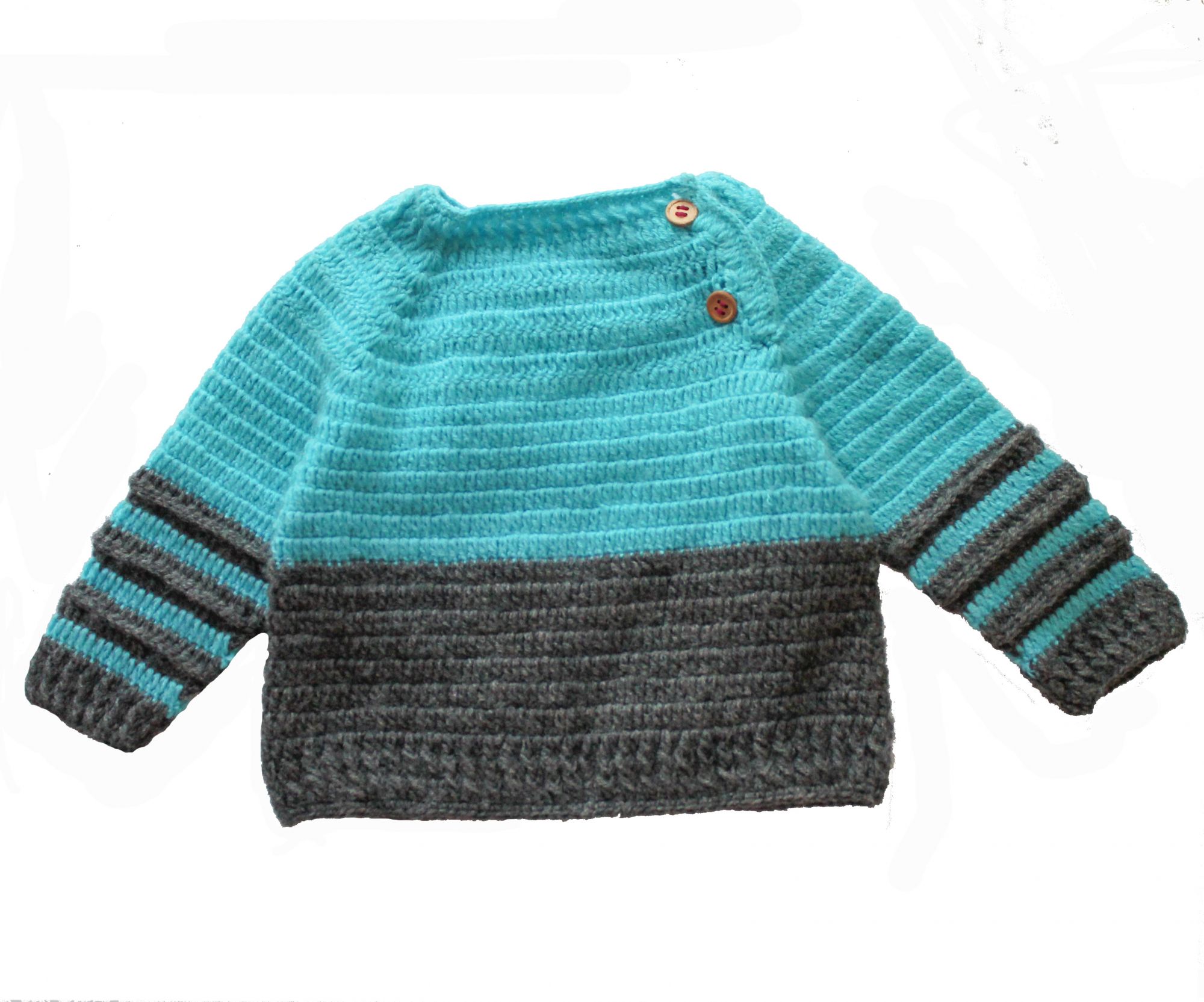 Woonie Handmade Blue and Grey Sweater for Kids