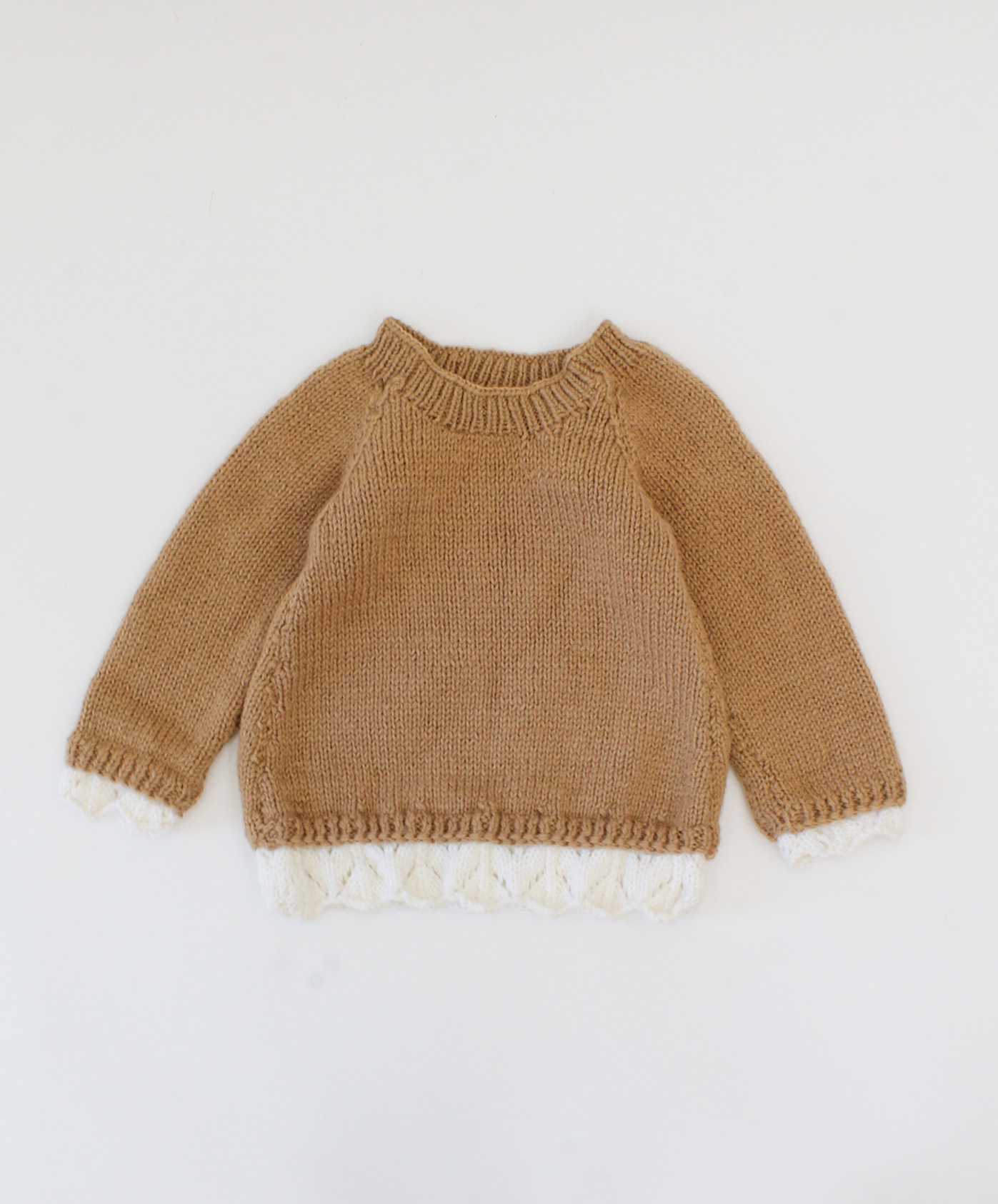 Woonie Handmade Full Sleeves Self Design Sweater-Beige
