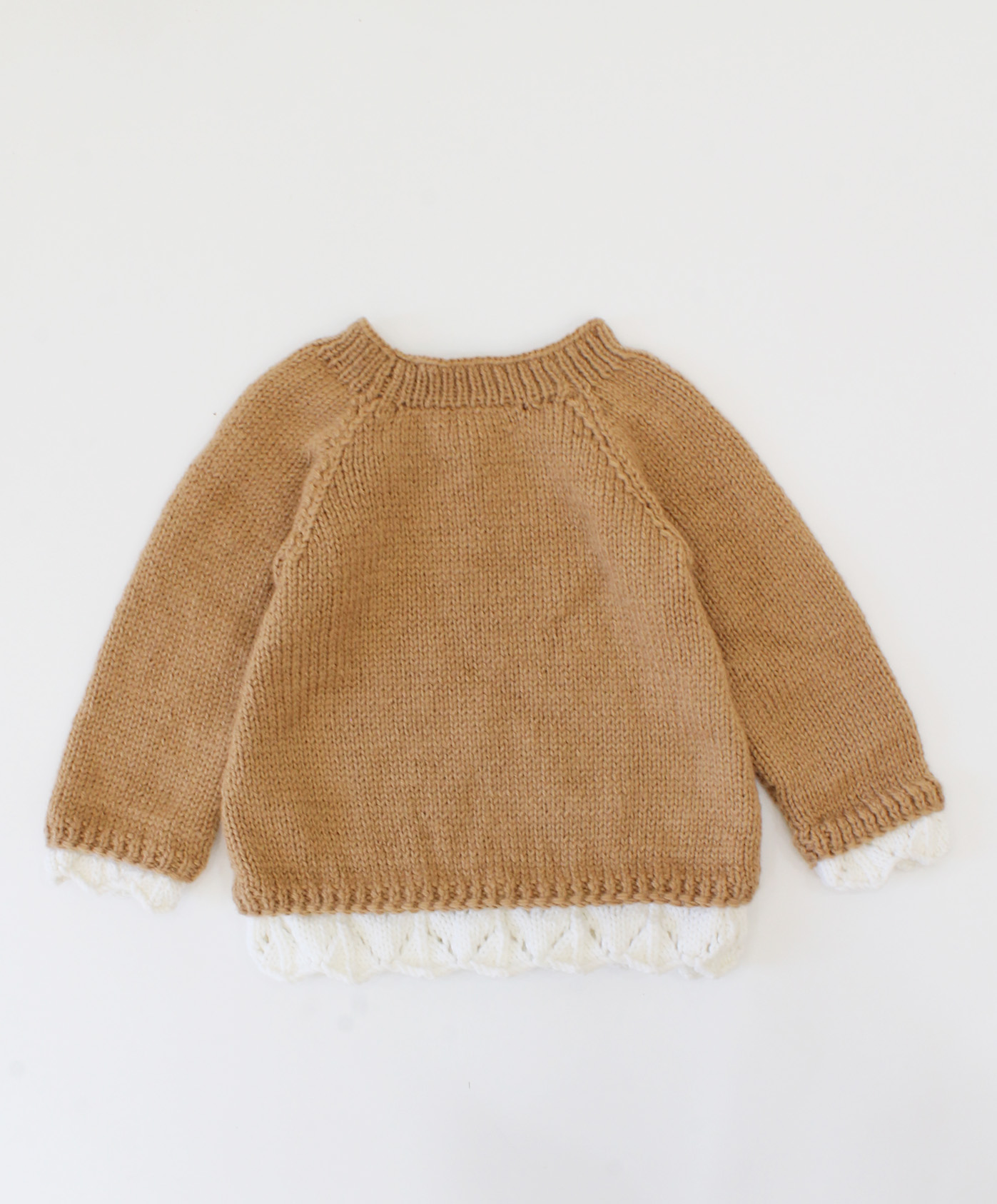 Woonie Handmade Full Sleeves Self Design Sweater-Beige