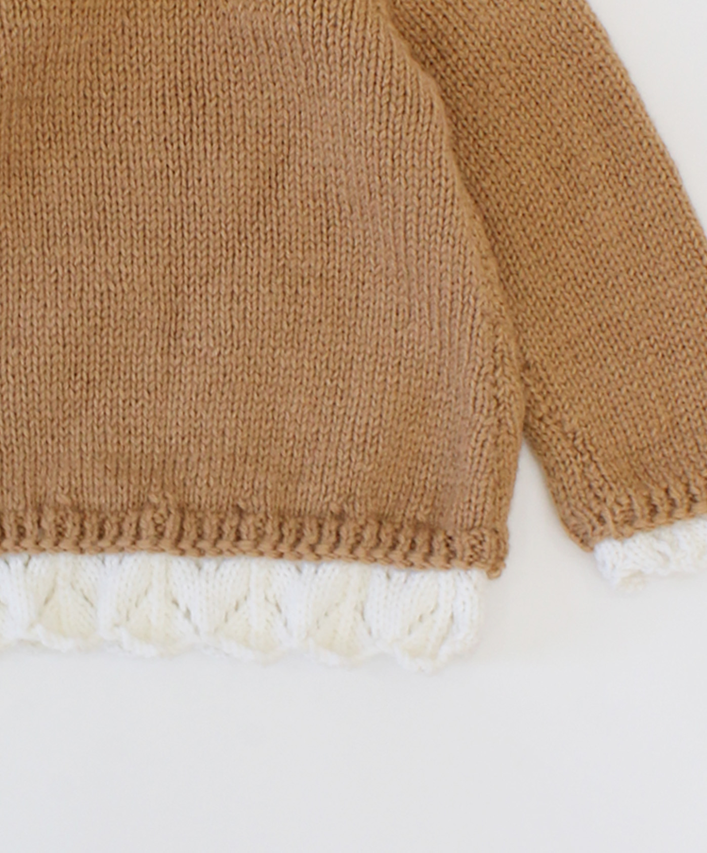 Woonie Handmade Full Sleeves Self Design Sweater-Beige