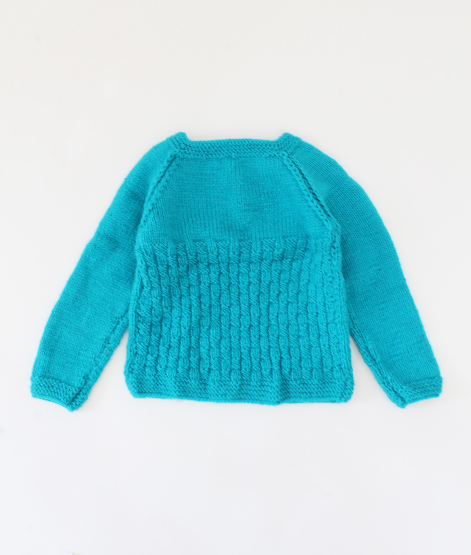 Woonie Handmade Cable Knitting Sweater With Reglan Sleeves-Blue
