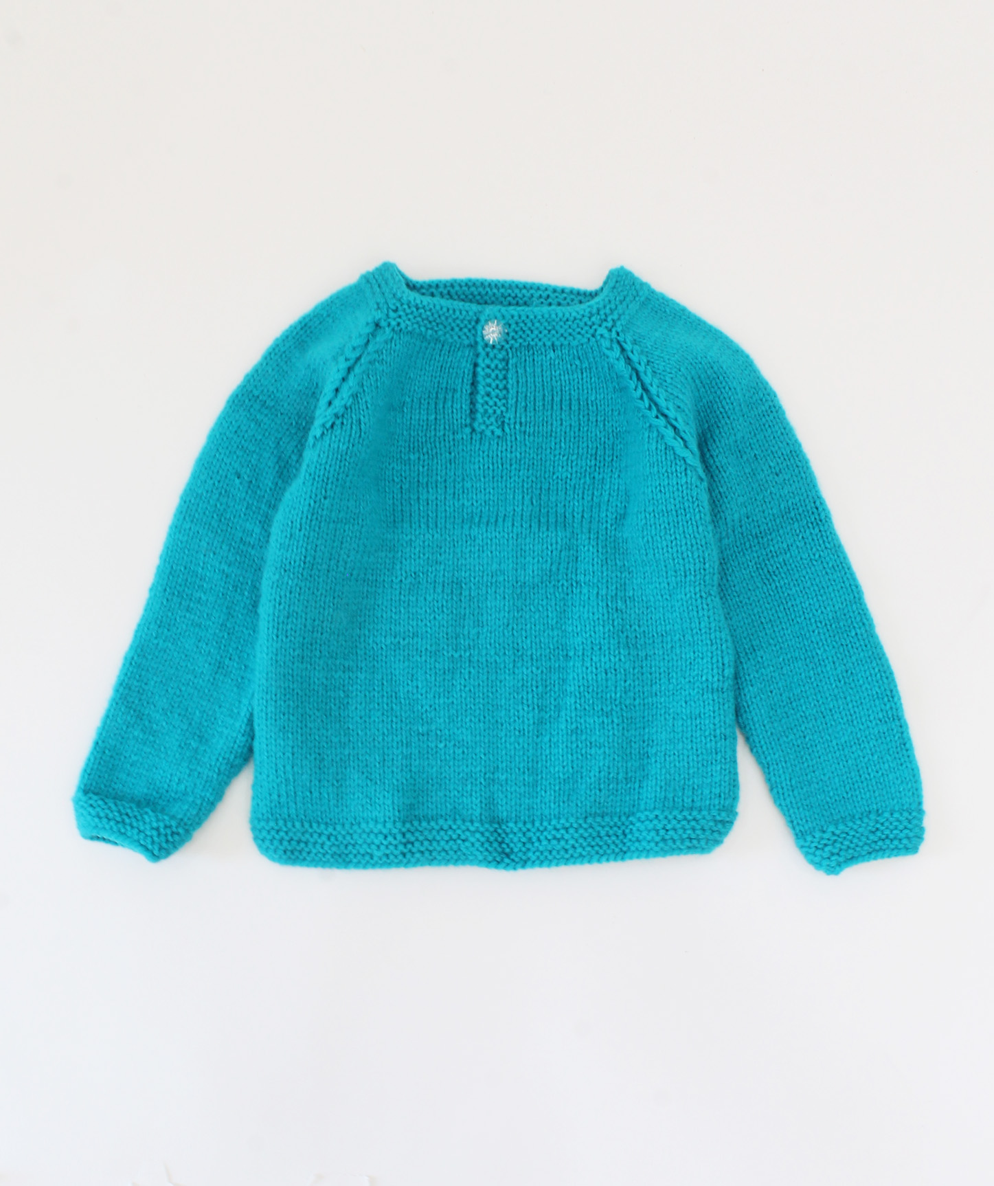 Woonie Handmade Cable Knitting Sweater With Reglan Sleeves-Blue